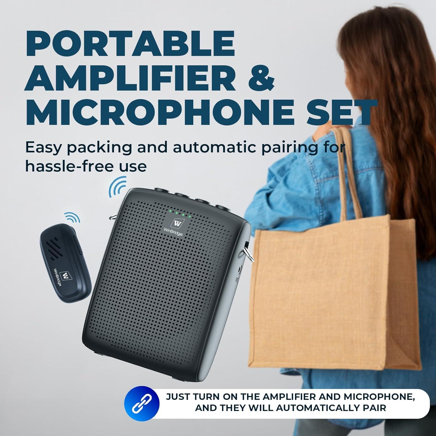 Amplificador de Voz Inalámbrico WinBridge WB005 15W con Micrófono Lavalier