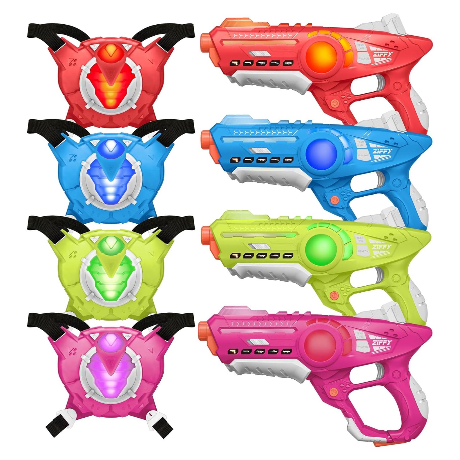 Conjunto Laser Tag ZIFFY 4 Pistolas y Chalecos Multicolor
