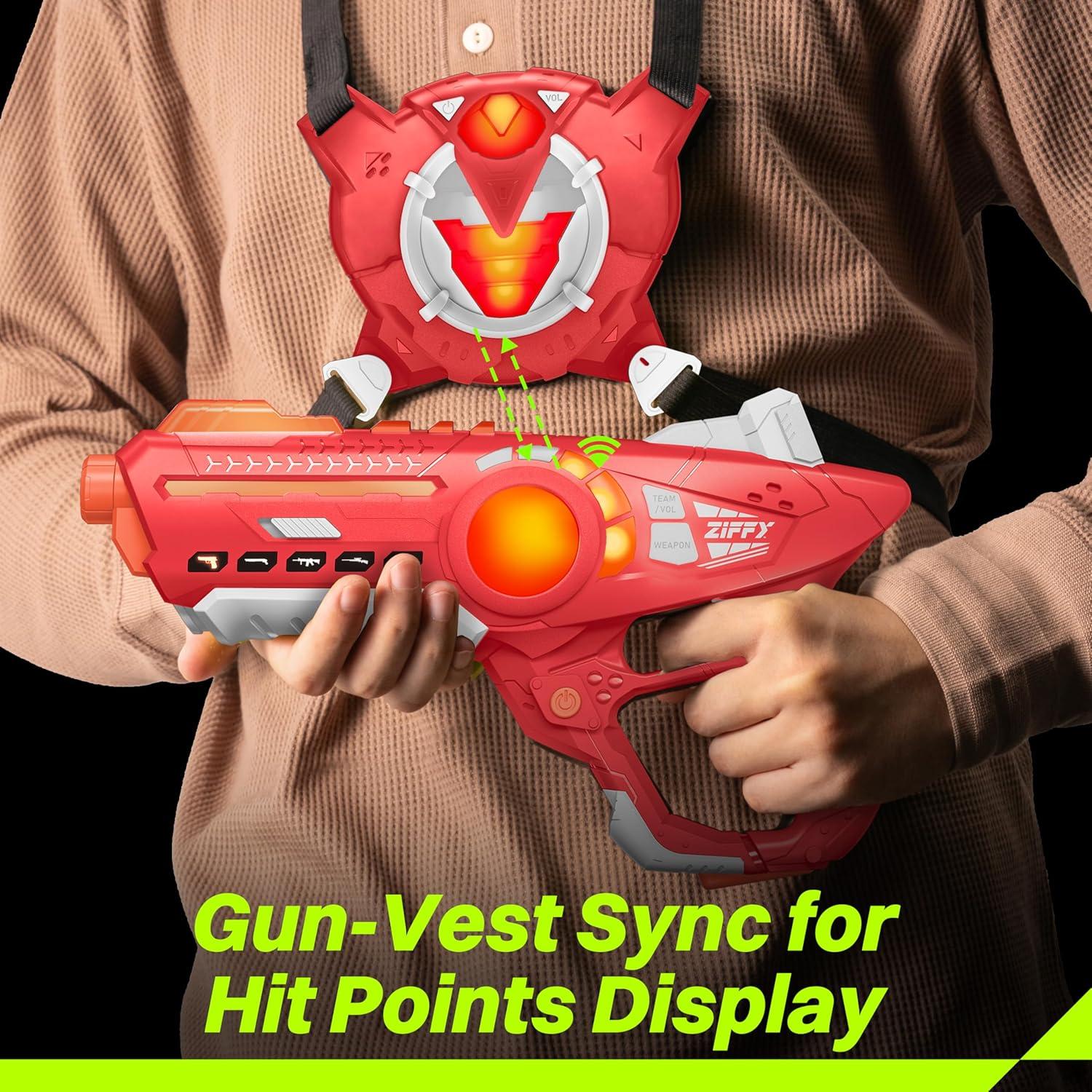 Conjunto Laser Tag ZIFFY 4 Pistolas y Chalecos Multicolor