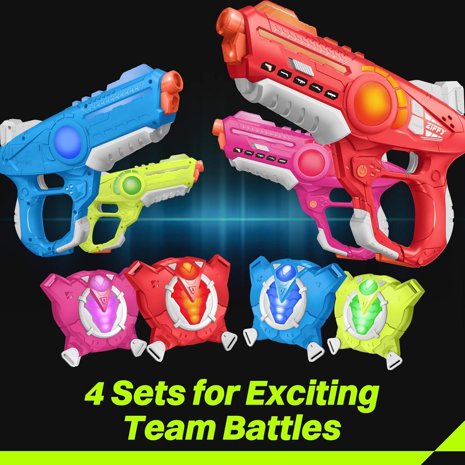 Conjunto Laser Tag ZIFFY 4 Pistolas y Chalecos Multicolor