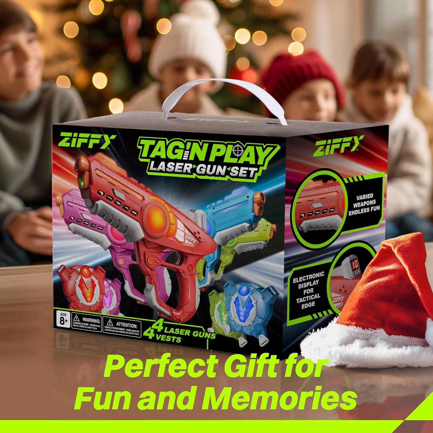 Conjunto Laser Tag ZIFFY 4 Pistolas y Chalecos Multicolor