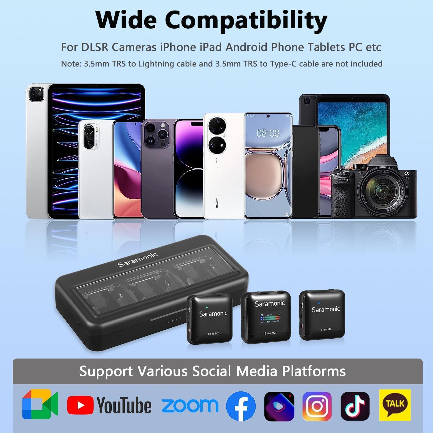 Micrófono Lavalier Inalámbrico Saramonic Blink M2 250m