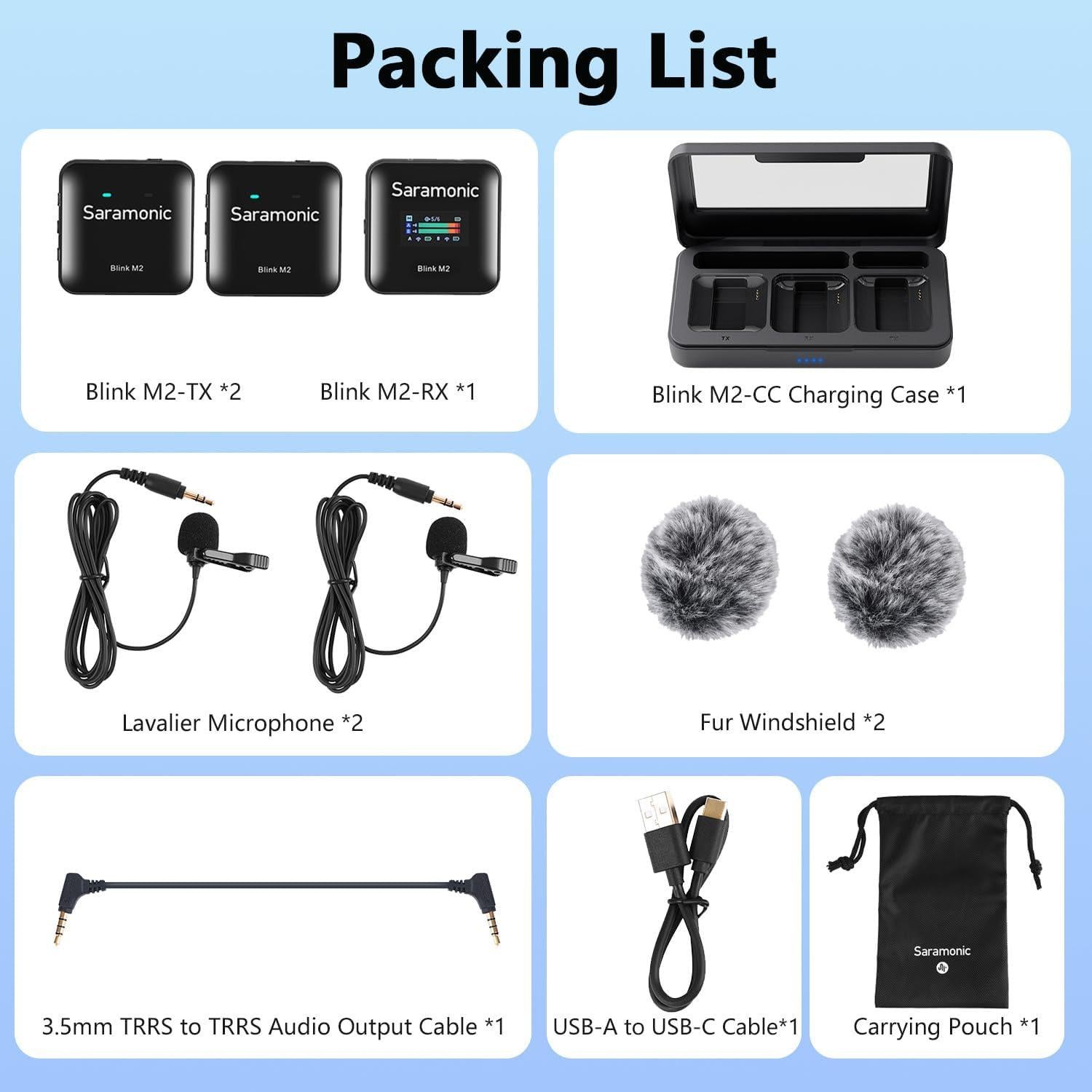 Micrófono Lavalier Inalámbrico Saramonic Blink M2 250m