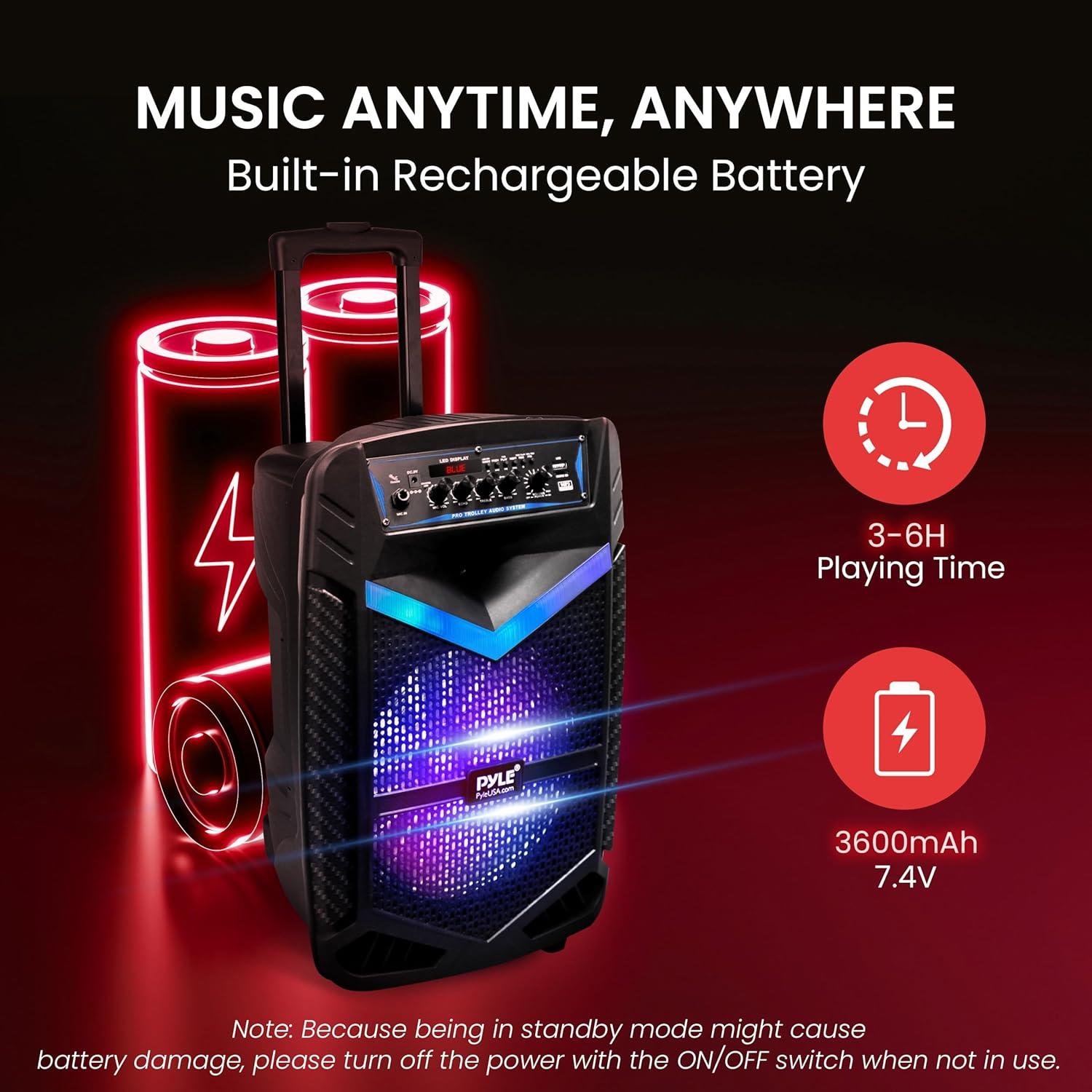 Altavoz PA Bluetooth Pyle PPHP1042B 600W 10" Recargable