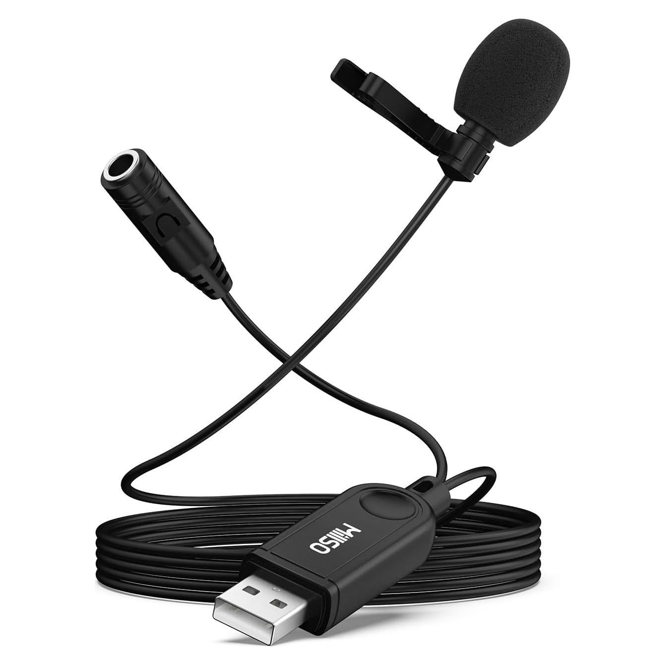 Micrófono Lavalier USB MillSO Omnidireccional 2M para Laptop