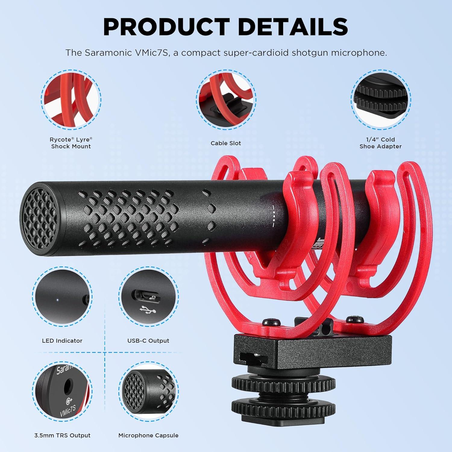 Micrófono Shotgun Saramonic VMic7S Supercardioide USB-C