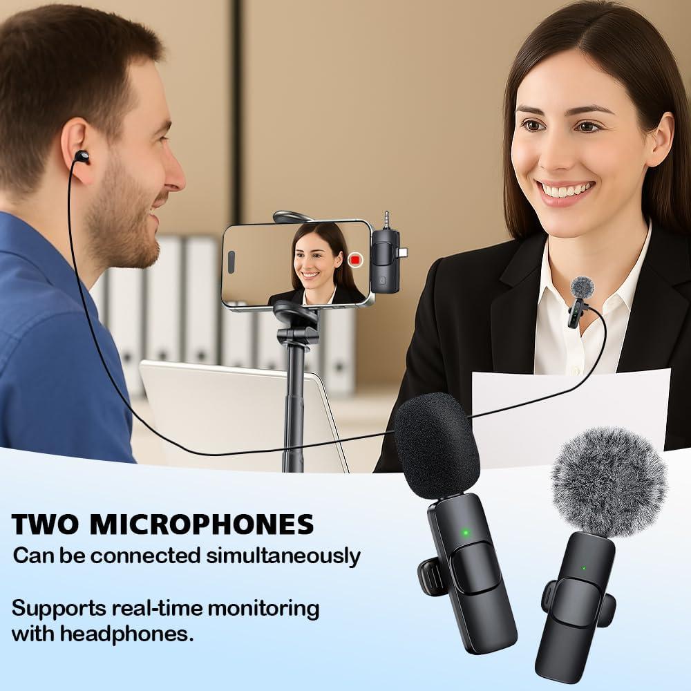 Micrófono Lavalier Inalámbrico 3 en 1 MP003US Negro