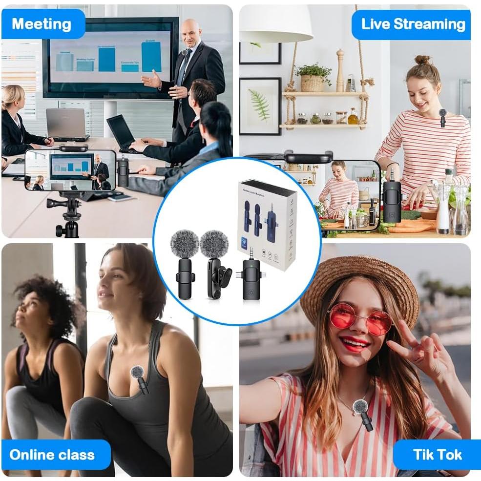 Micrófono Lavalier Inalámbrico 3 en 1 MP003US Negro