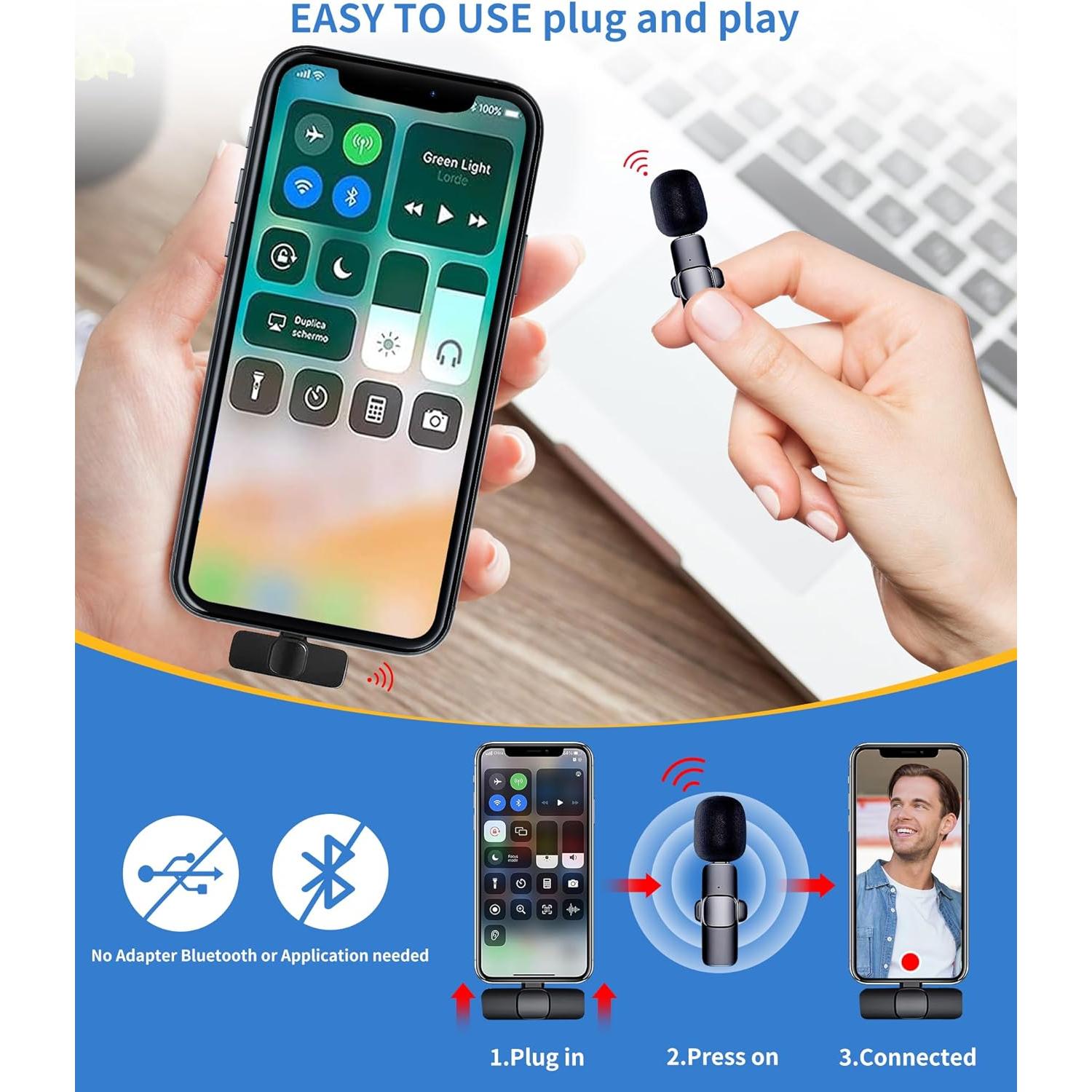 Micrófono Lavalier Inalámbrico JOUNIVO JV-701 para iPhone