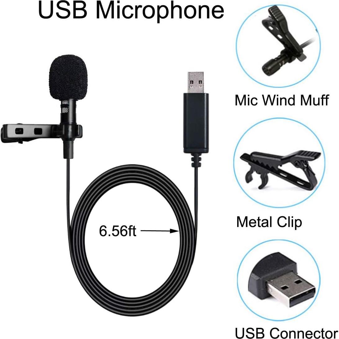 Micrófono Lavalier USB NowTH 2m Omnidireccional para PC