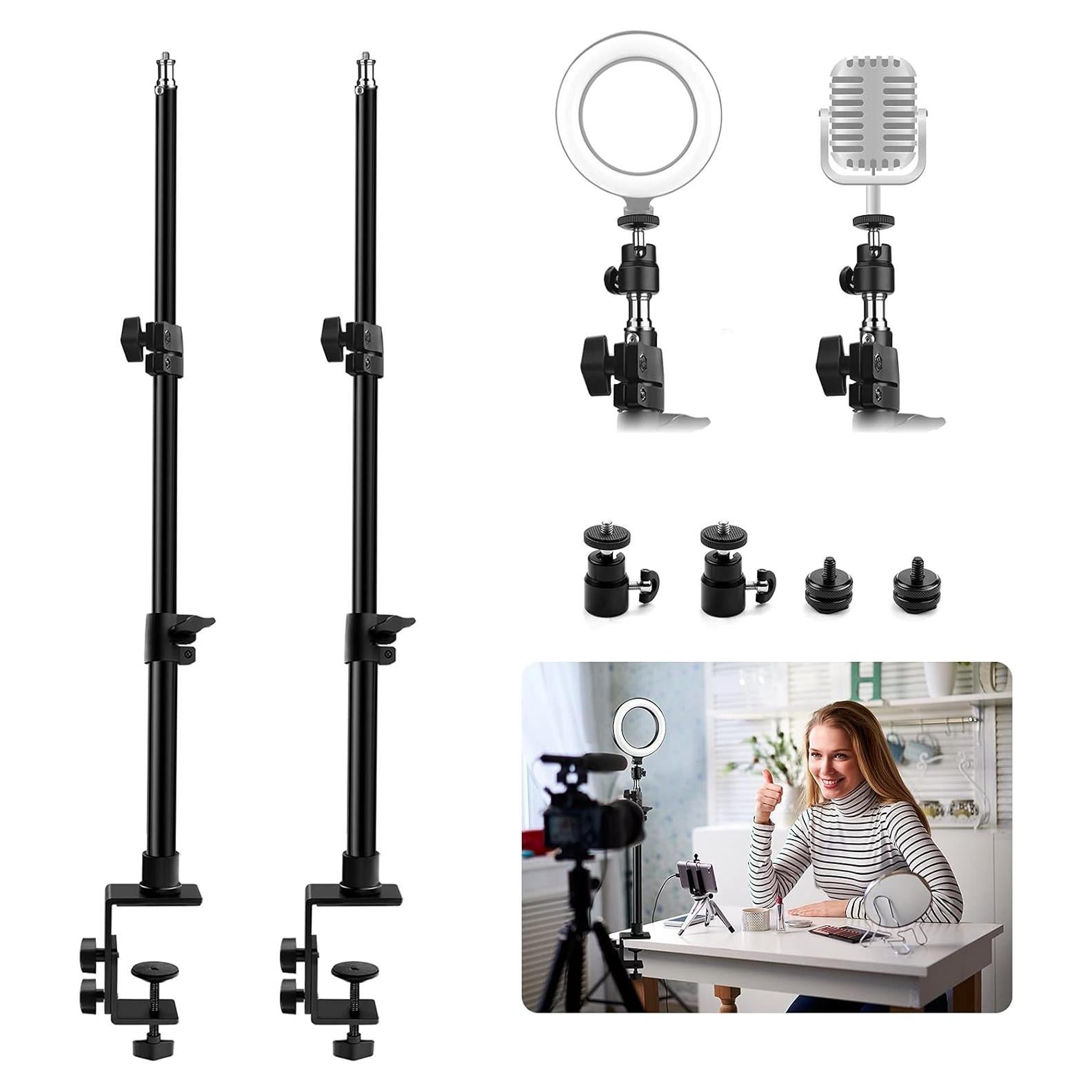 Paquete de 2 Soportes de Luz de Escritorio Obeamiu Ajustables 53-114 cm