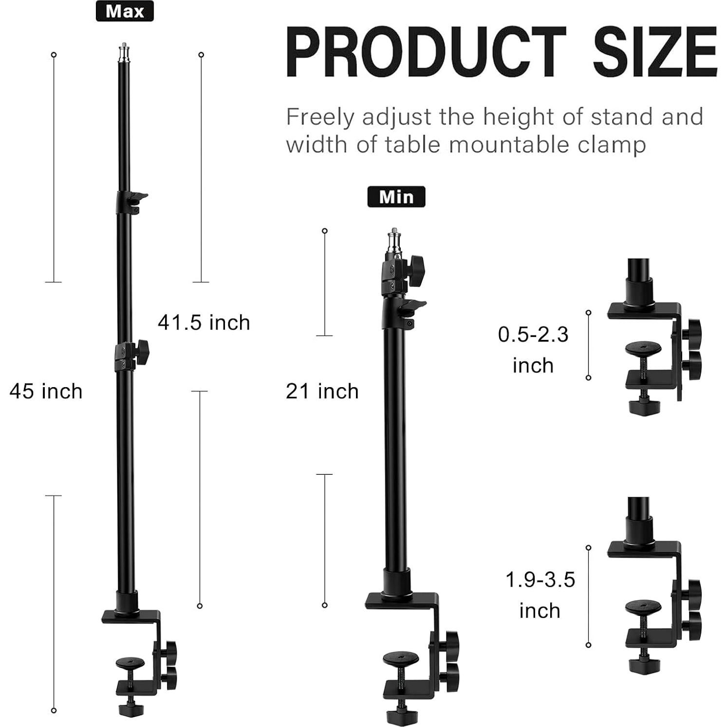 Paquete de 2 Soportes de Luz de Escritorio Obeamiu Ajustables 53-114 cm