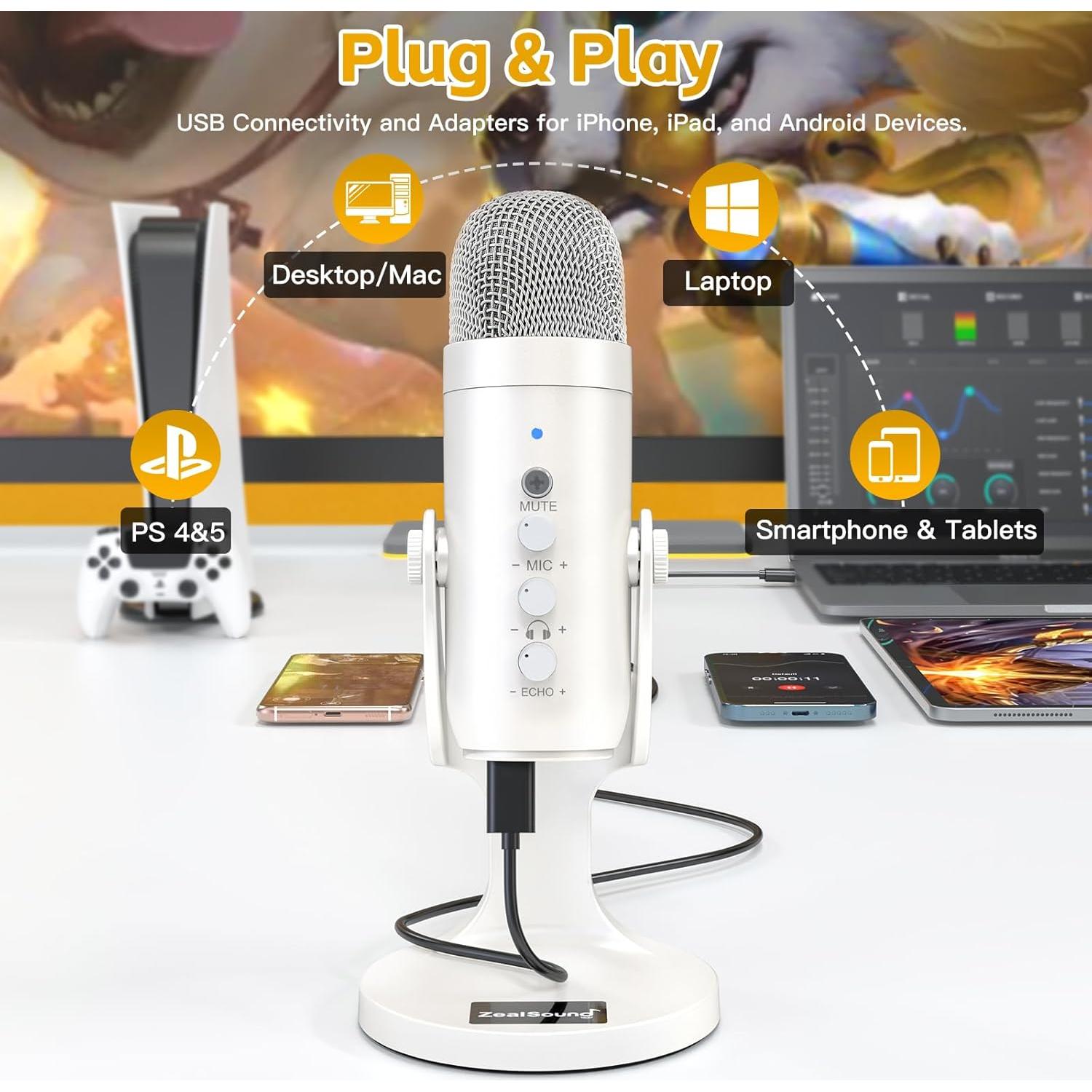 Micrófono USB Gaming ZealSound K66 con Cubierta de Piel