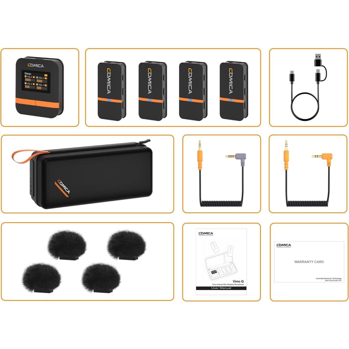 Micrófono Lavalier Inalámbrico COMICA Vimo Q 4 Canales 48kHz