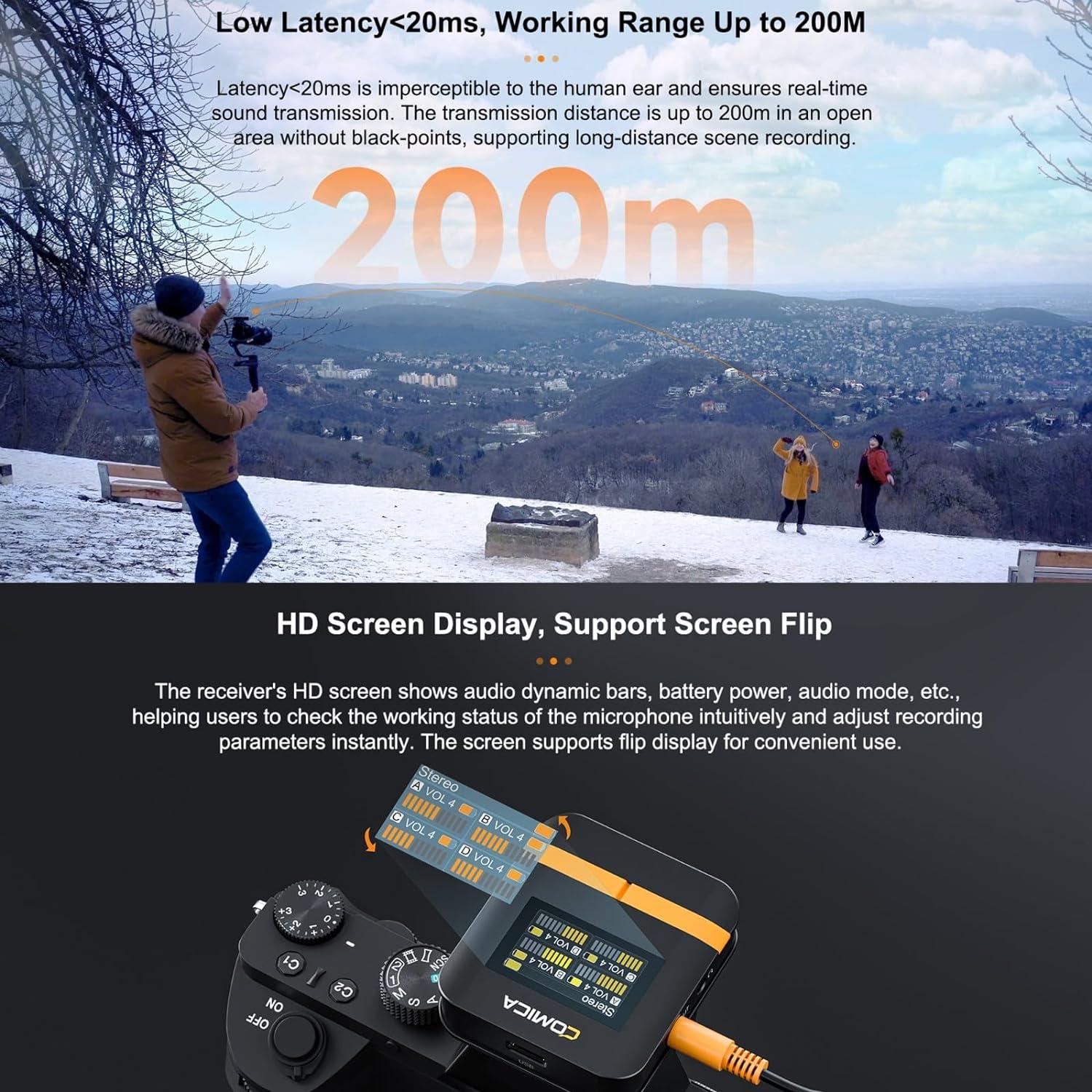 Micrófono Lavalier Inalámbrico COMICA Vimo Q 4 Canales 48kHz