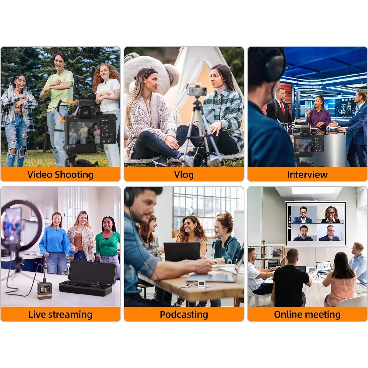 Micrófono Lavalier Inalámbrico COMICA Vimo Q 4 Canales 48kHz