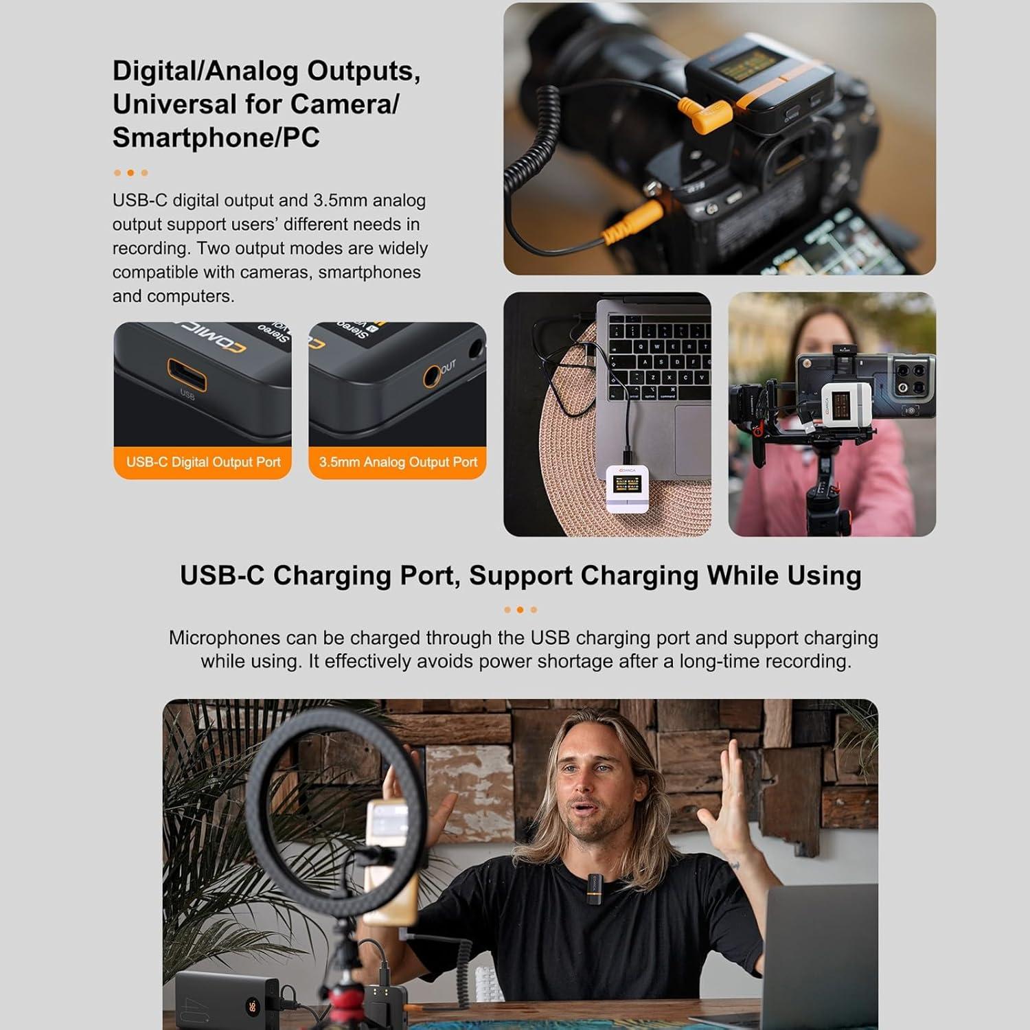 Micrófono Lavalier Inalámbrico COMICA Vimo Q 4 Canales 48kHz