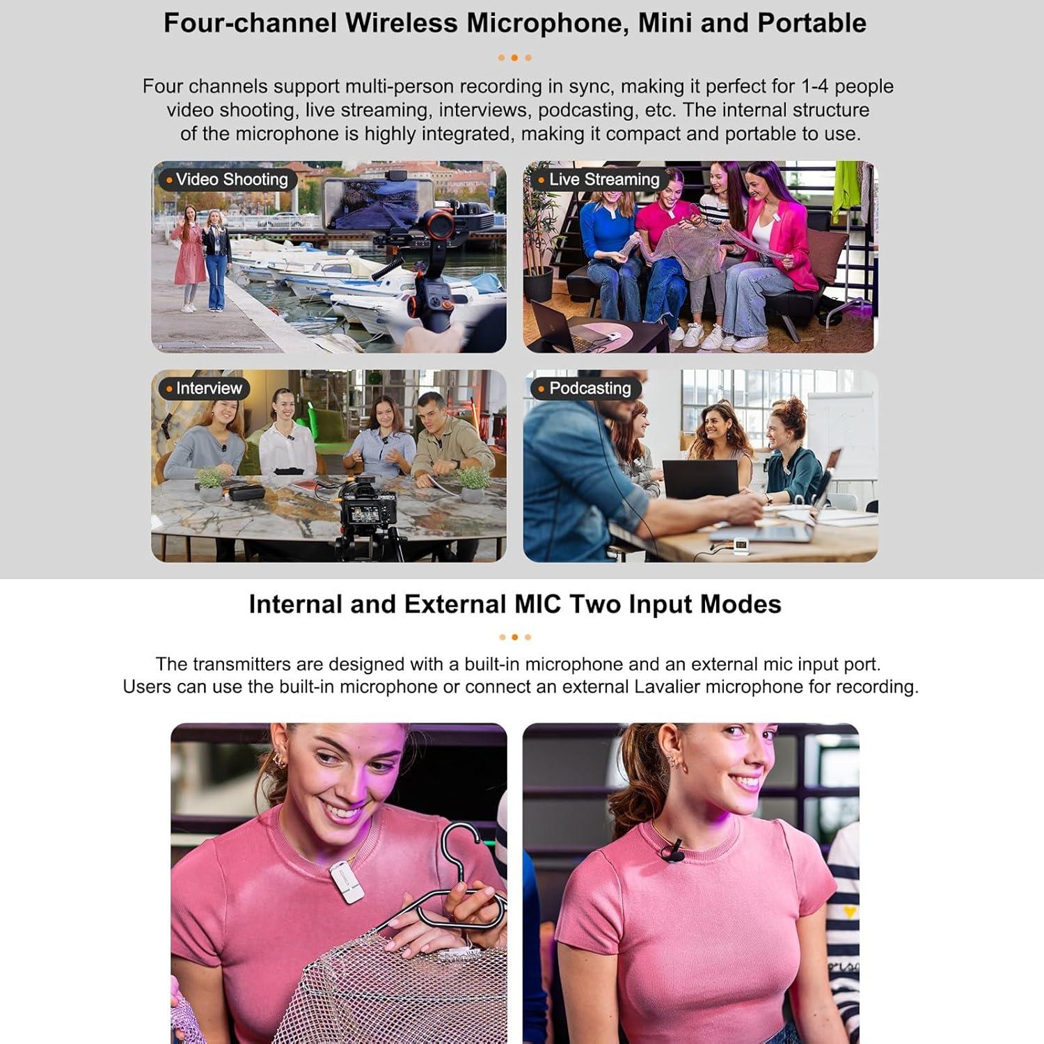 Micrófono Lavalier Inalámbrico COMICA Vimo Q 4 Canales 48kHz