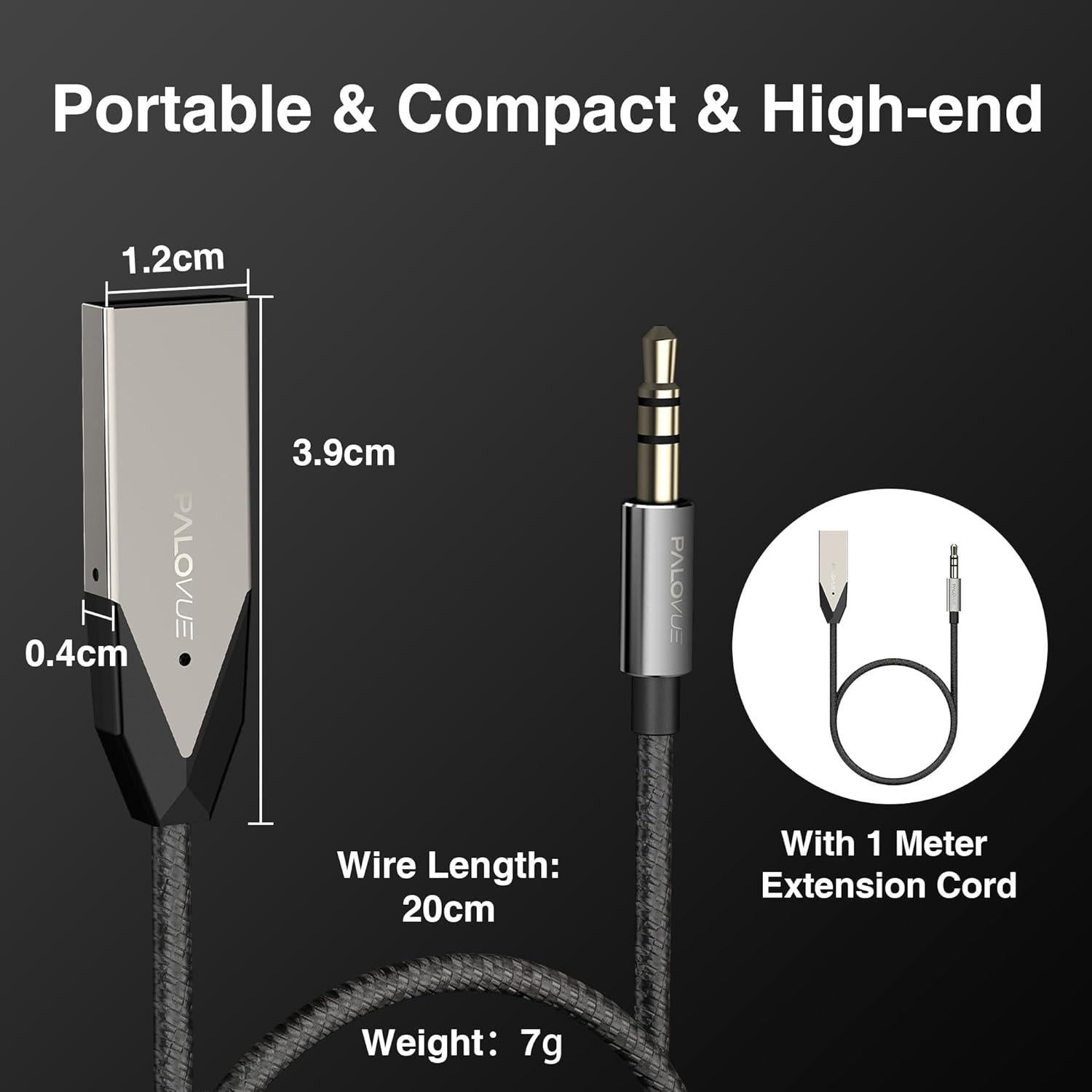 Adaptador Bluetooth PALOVUE para Coche y Casa, USB y 3.5mm