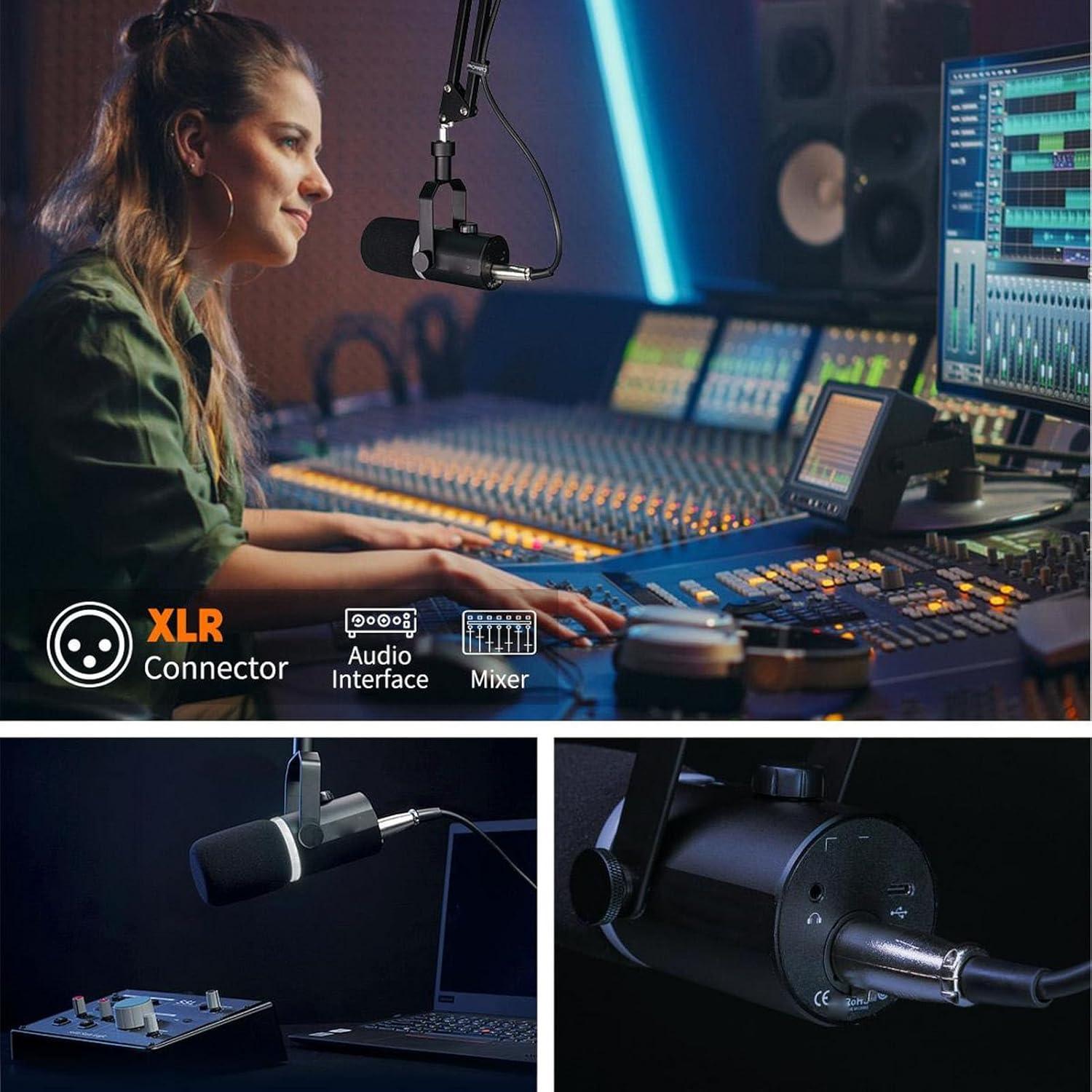 Micrófono Dinámico USB XLR PM1 con RGB para Streaming y Podcast