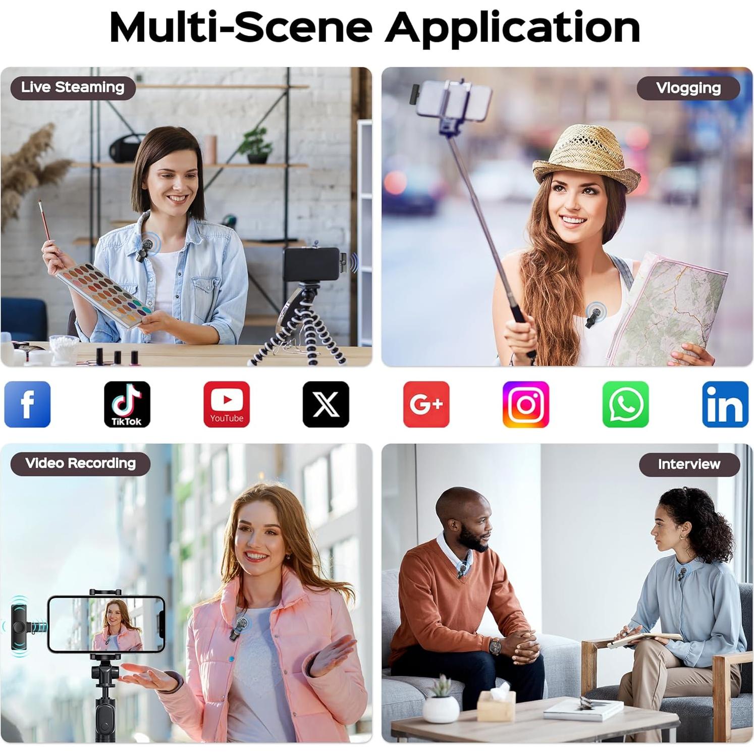 Micrófono Lavalier Inalámbrico CHRIMEFLAME K2 USB-C para iPhone