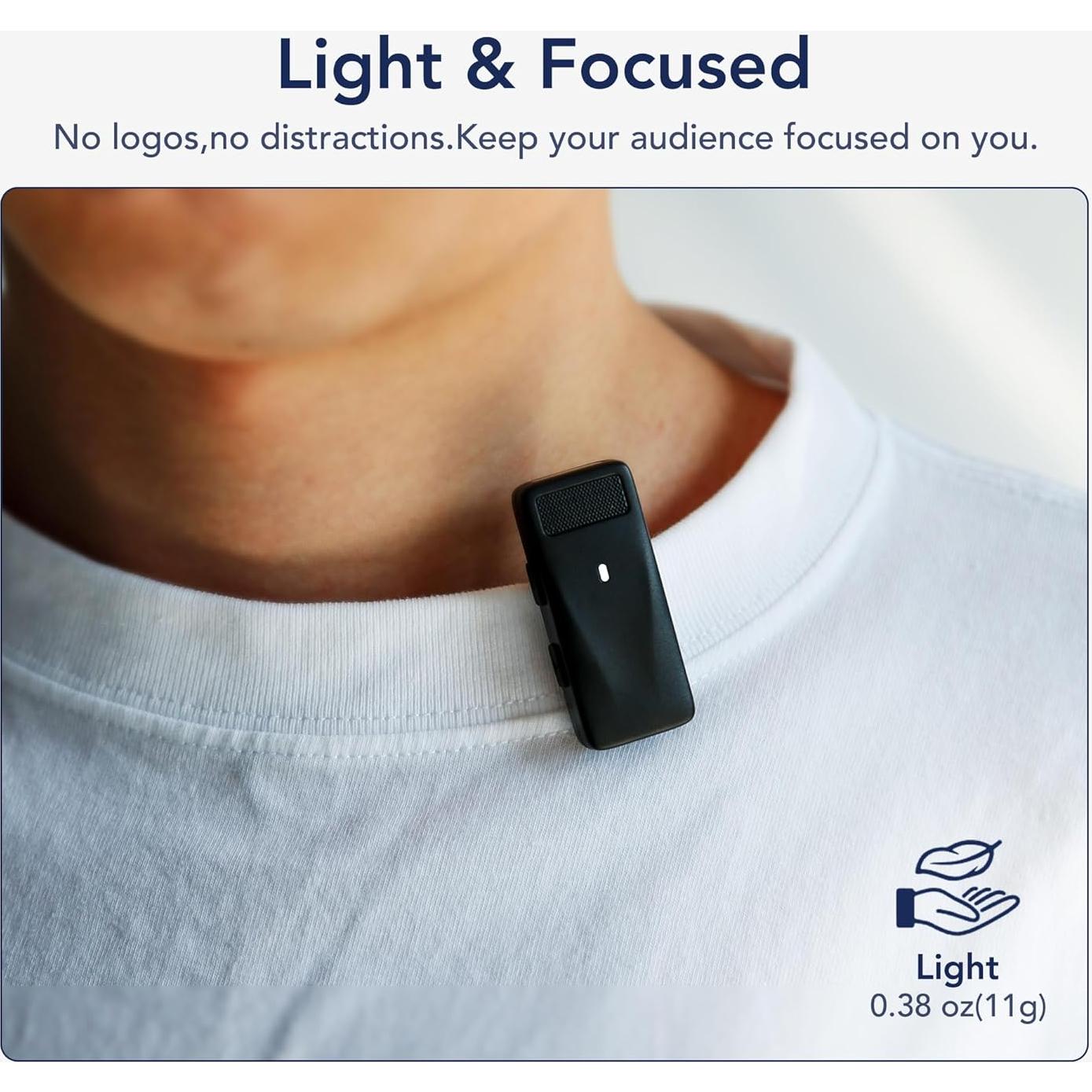 RGBlink Wireless Lavalier Microphone Compatible for iPhone 17,16,15 Pro Max, USB C Smartphone, Samsung, Android - Set of 2 Lapel Mic w/Noise Canceling for Content Creator, Vlogging, Recording, ASMR