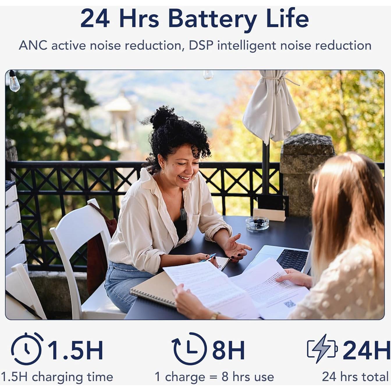 RGBlink Wireless Lavalier Microphone Compatible for iPhone 17,16,15 Pro Max, USB C Smartphone, Samsung, Android - Set of 2 Lapel Mic w/Noise Canceling for Content Creator, Vlogging, Recording, ASMR