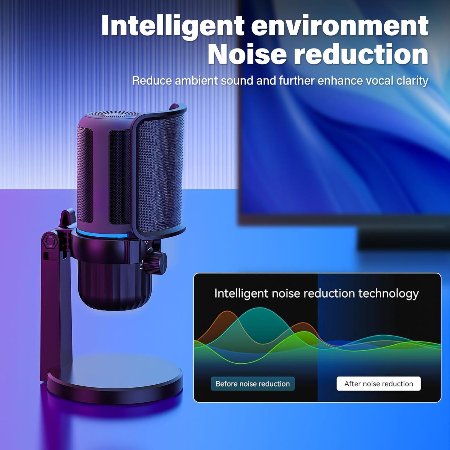 Micrófono USB JOUNIVO JV-908PRO para PC con Cancelación de Ruido