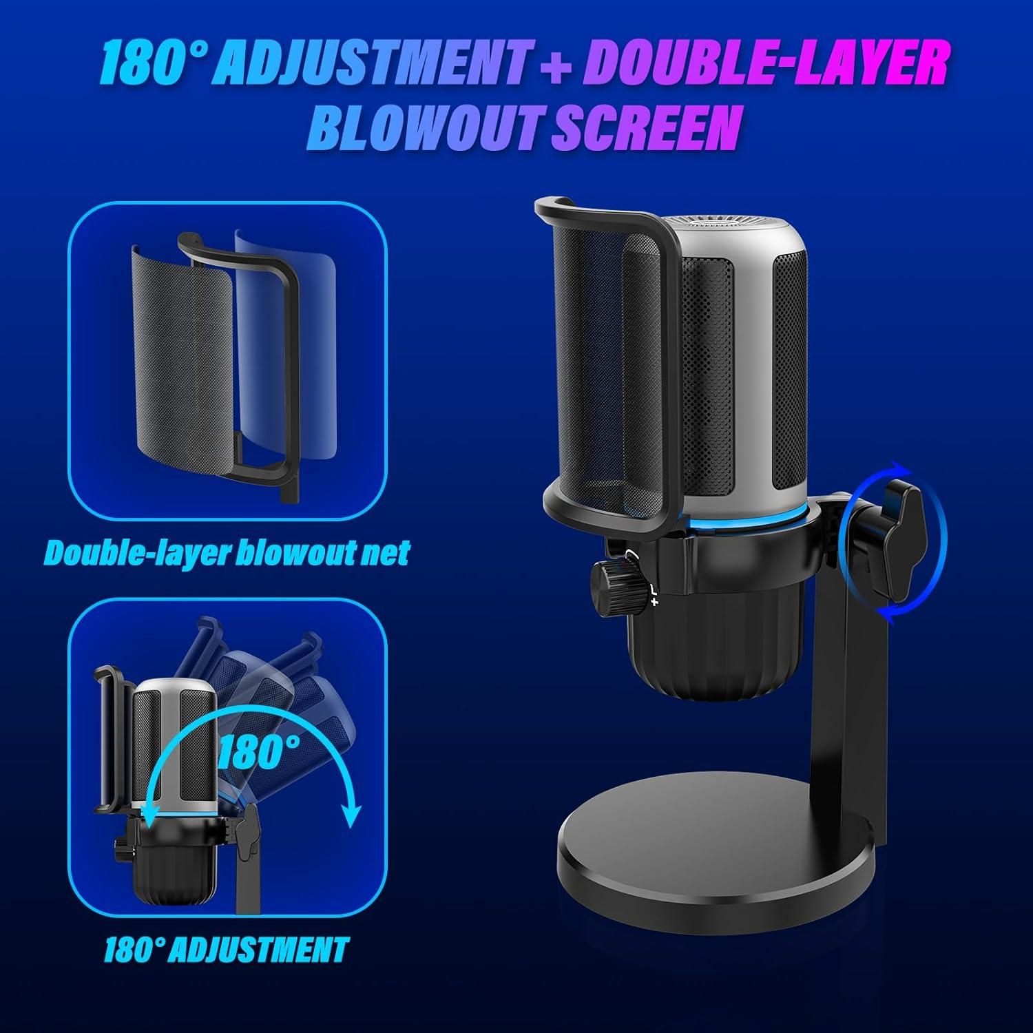 Micrófono USB JOUNIVO JV-908PRO para PC con Cancelación de Ruido