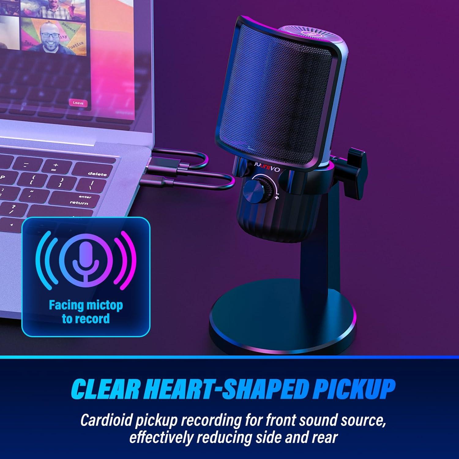 Micrófono USB JOUNIVO JV-908PRO para PC con Cancelación de Ruido