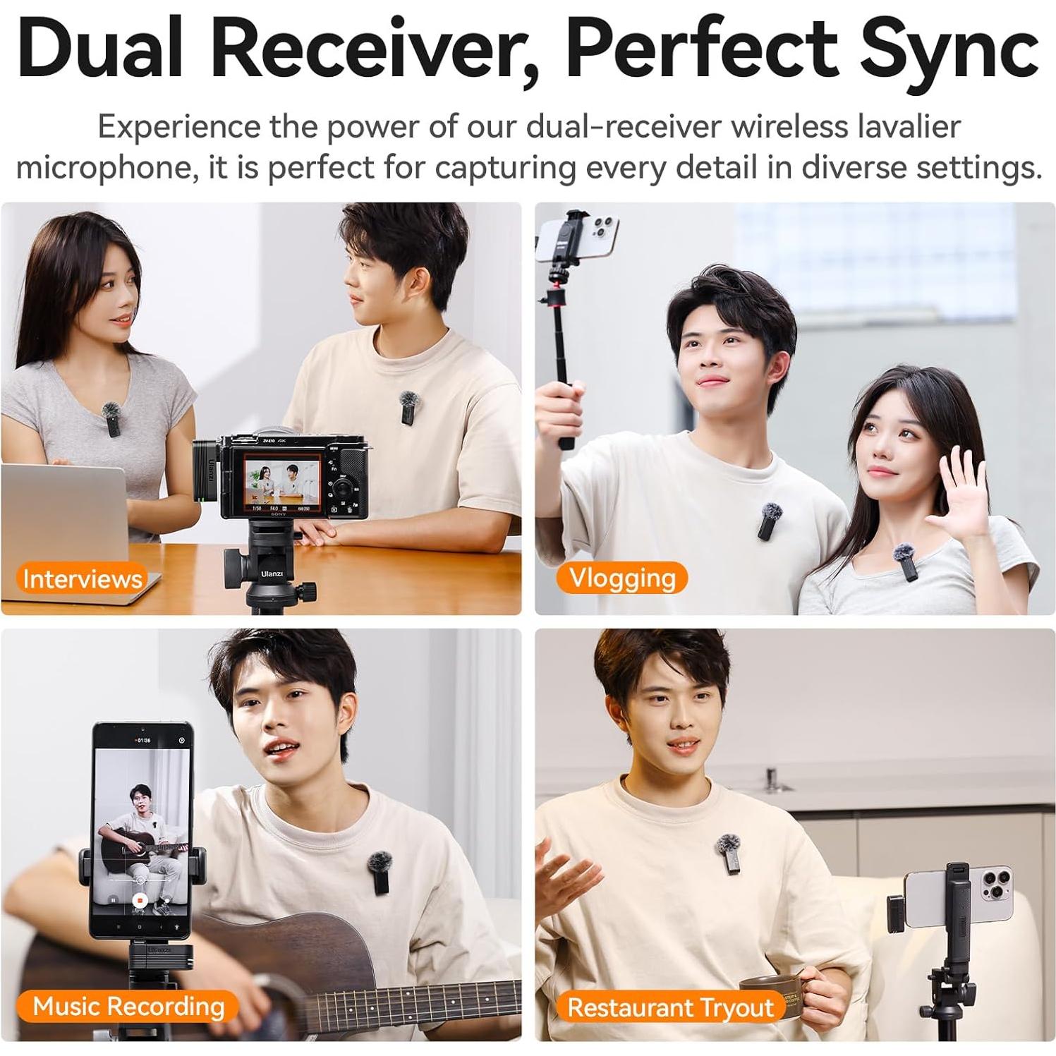 Micrófono Lavalier Inalámbrico ULANZI A100 con USB-C y 3.5mm