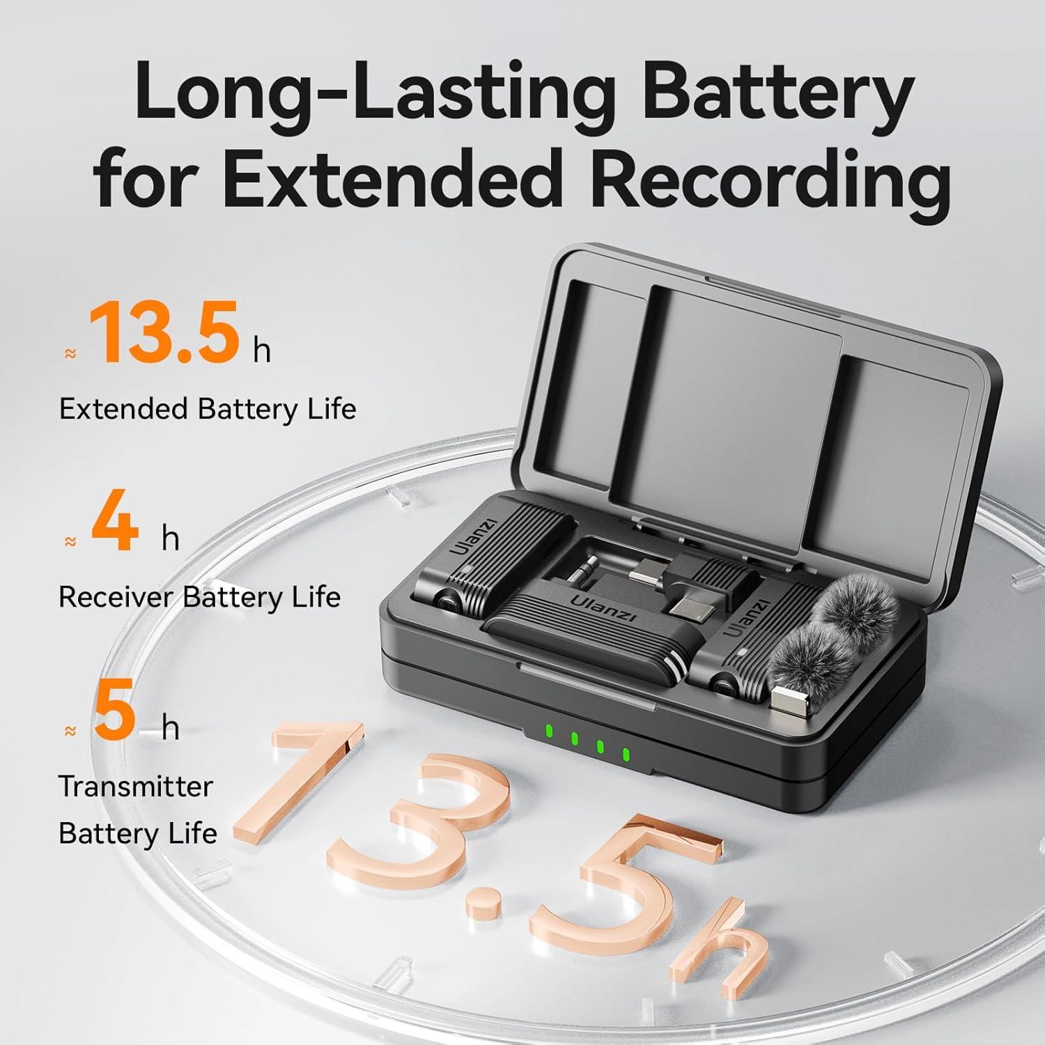 Micrófono Lavalier Inalámbrico ULANZI A100 con USB-C y 3.5mm