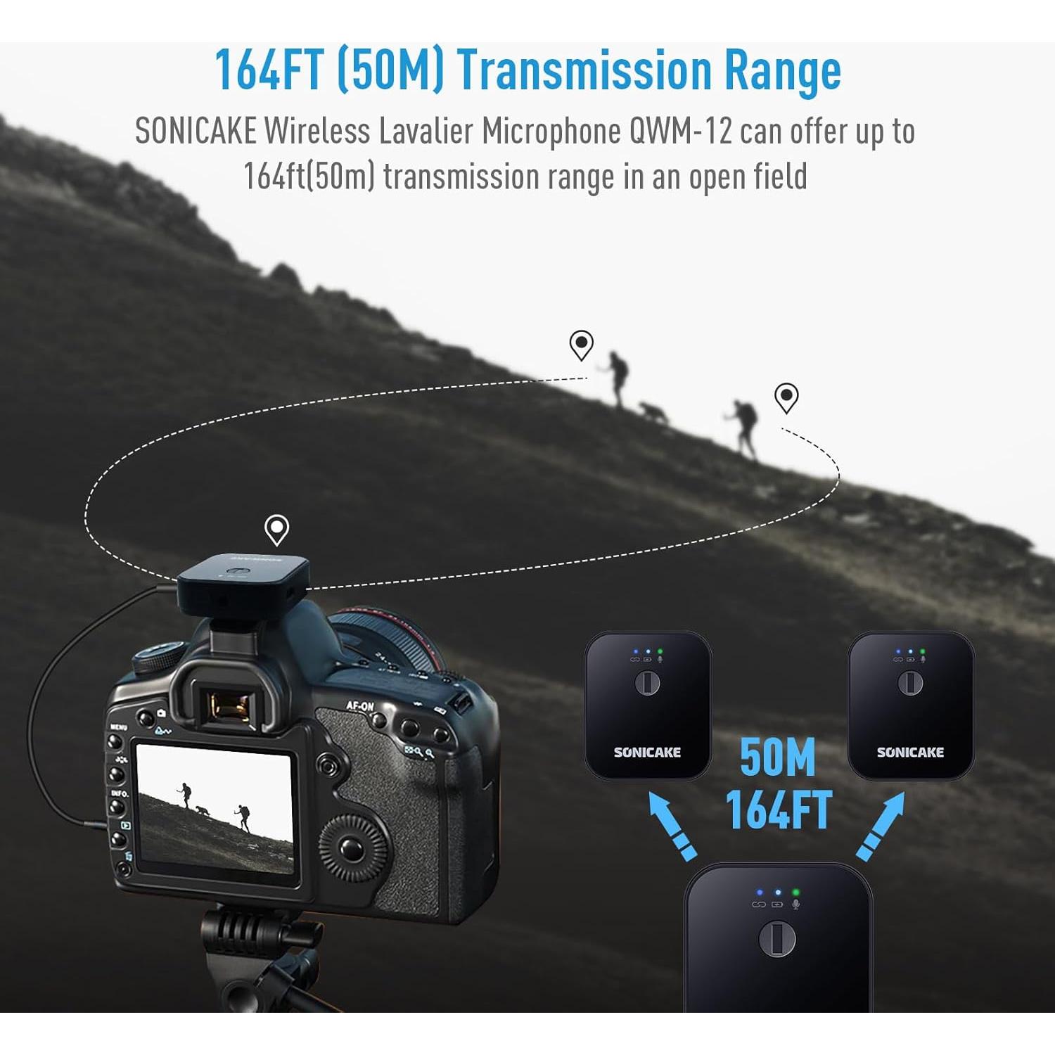 Micrófono Lavalier Inalámbrico SONICAKE QWM-12 50m 10h