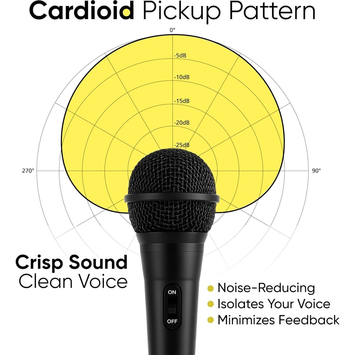 Micrófono Dinámico con Cable Bowens BOW102PL - 4.57m, Karaoke