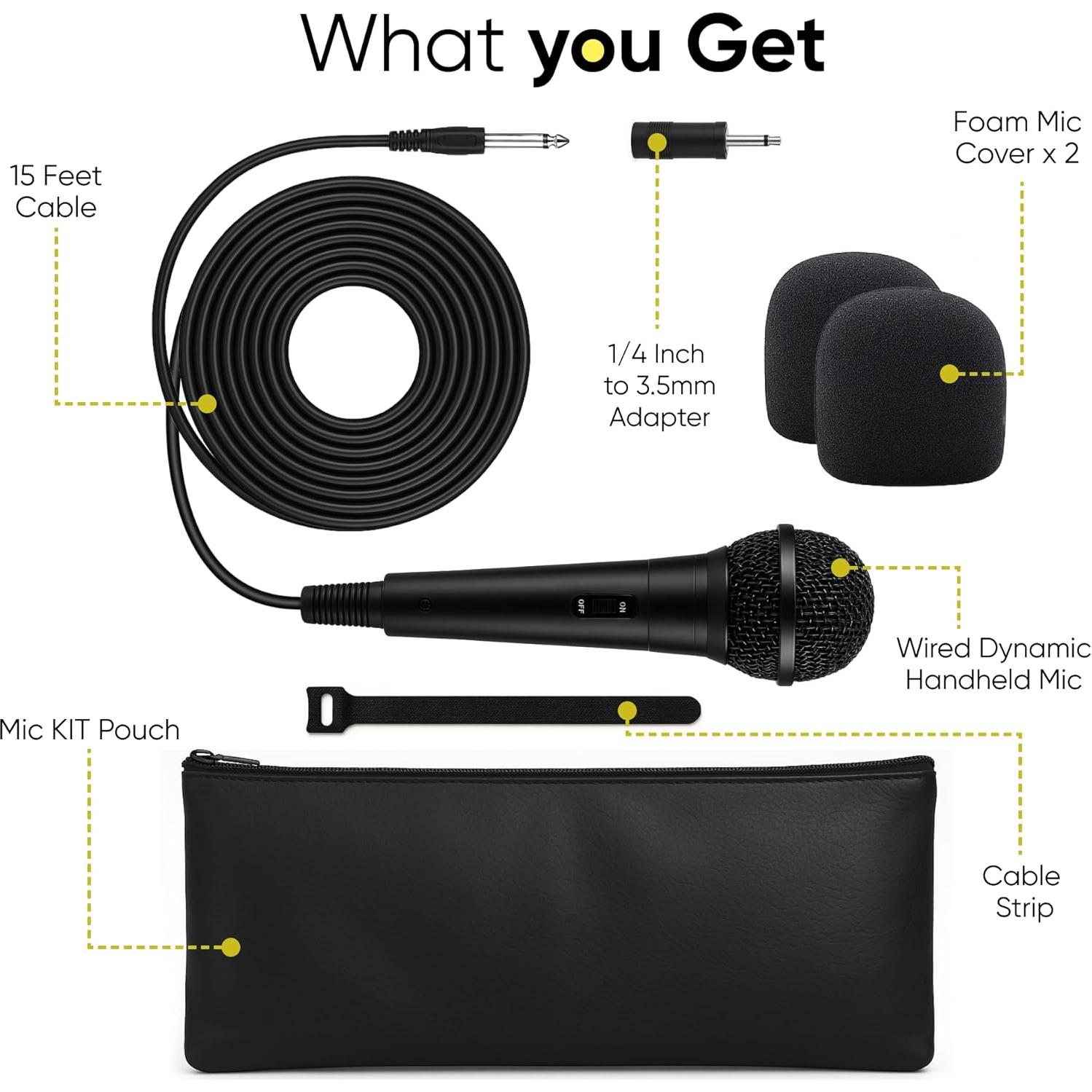 Micrófono Dinámico con Cable Bowens BOW102PL - 4.57m, Karaoke