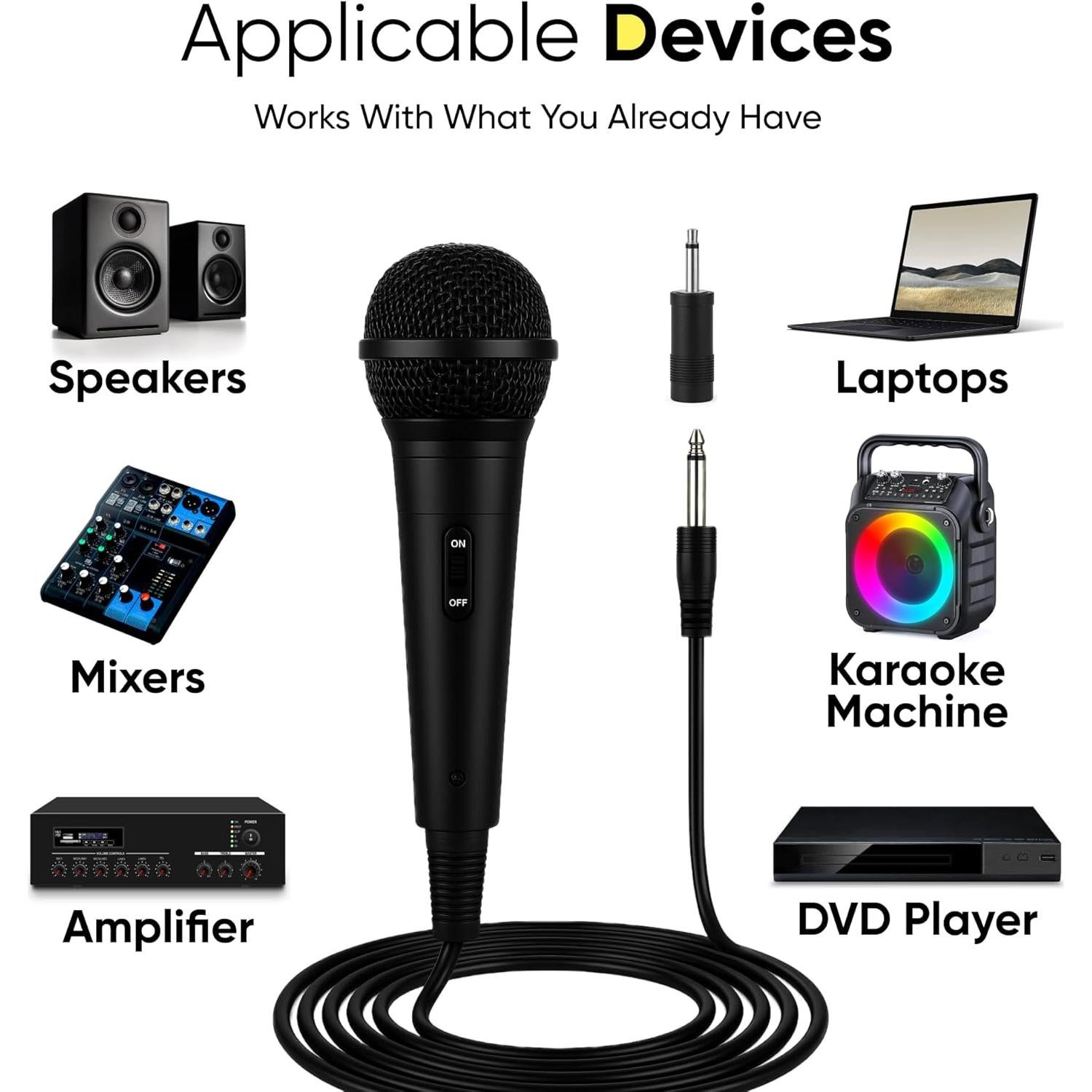 Micrófono Dinámico con Cable Bowens BOW102PL - 4.57m, Karaoke