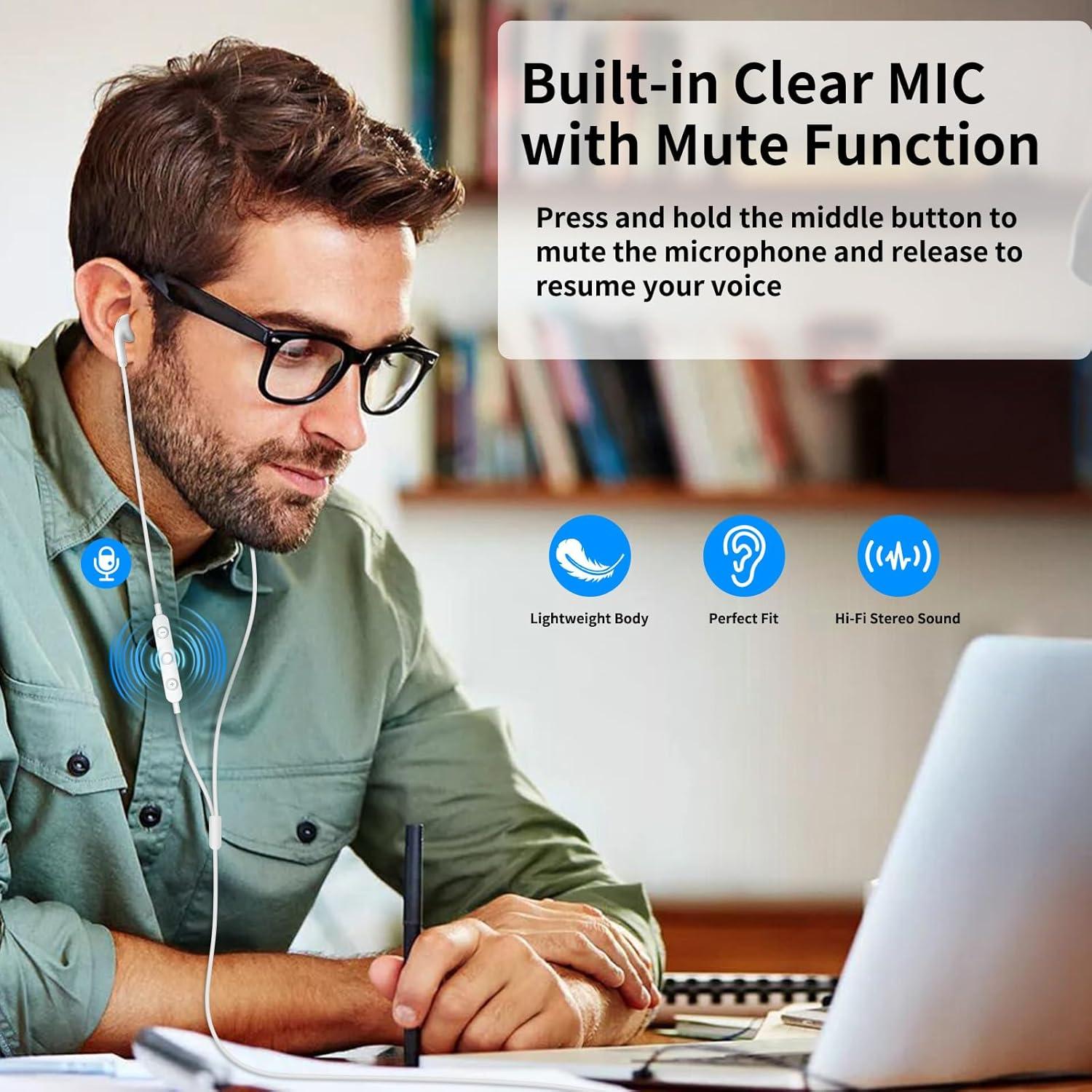 Auriculares USB AIAUXAI con Micrófono y Control de Audio Blanco