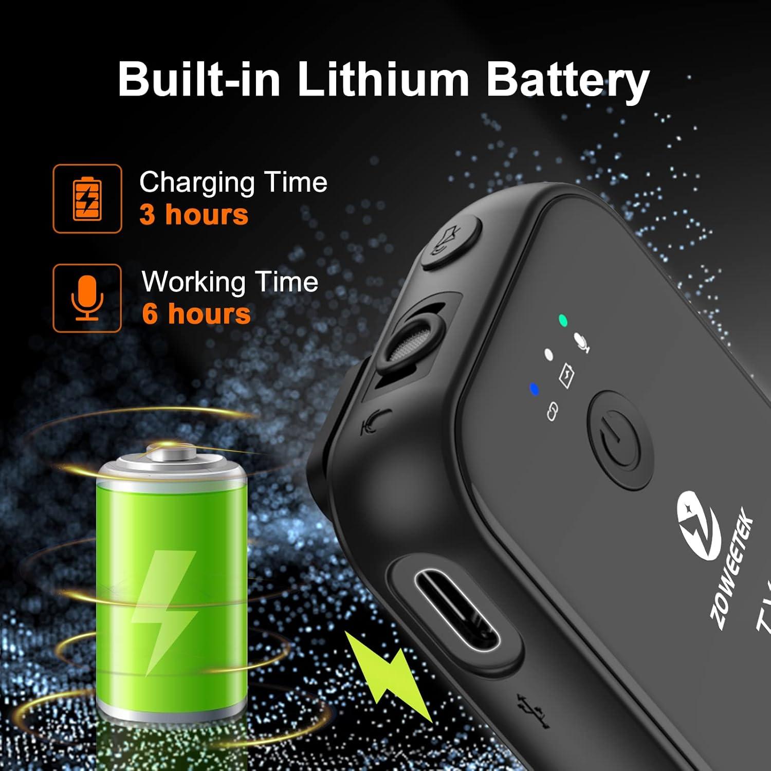 Micrófono Lavalier Inalámbrico ZOWEETEK Doble Canal 289g