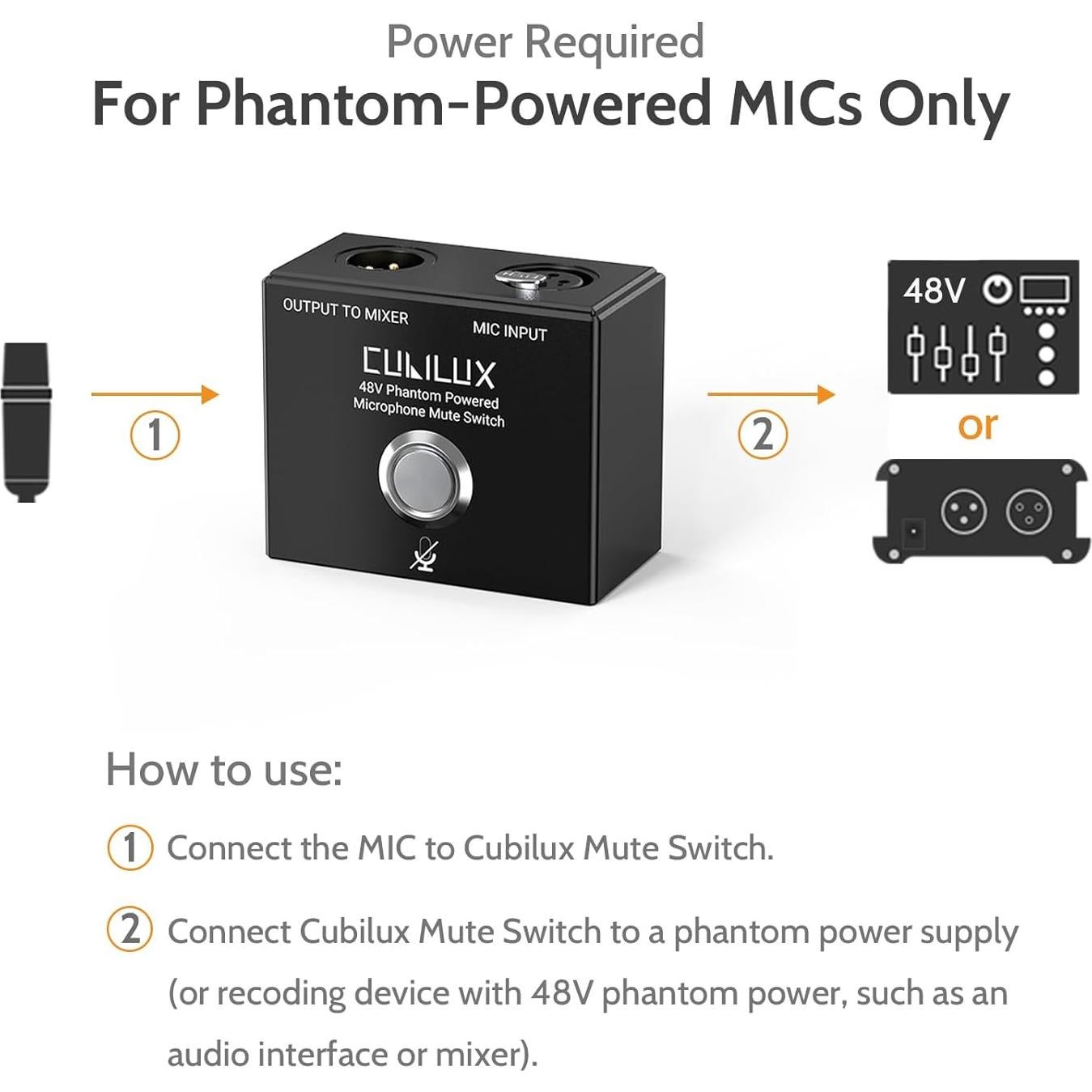 Interruptor de Silencio XLR Cubilux MMX-1 con LED y Montaje