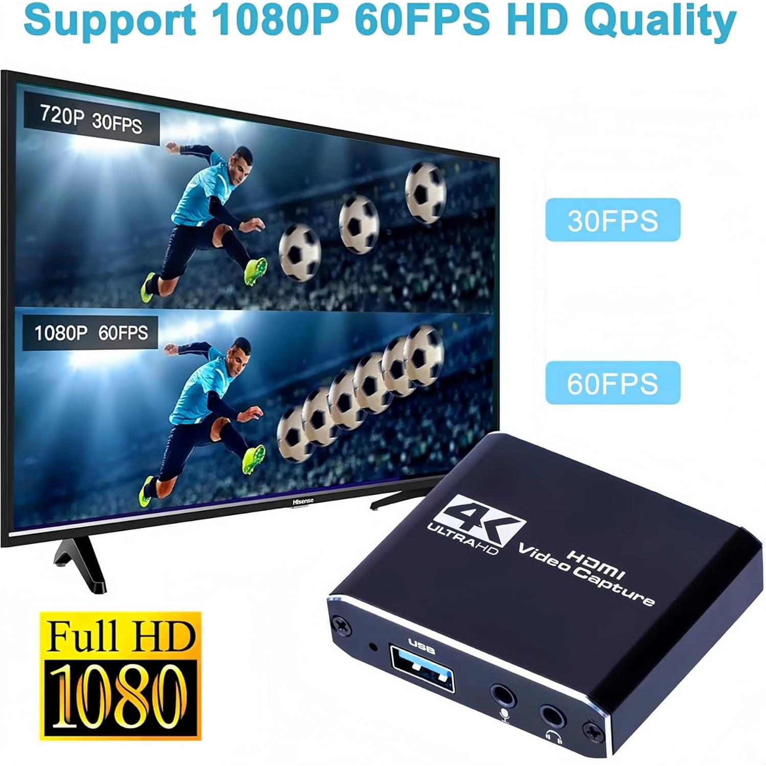 Tarjeta de Captura HDMI 4K QIMIAOUS 1080p 60fps USB 3.0