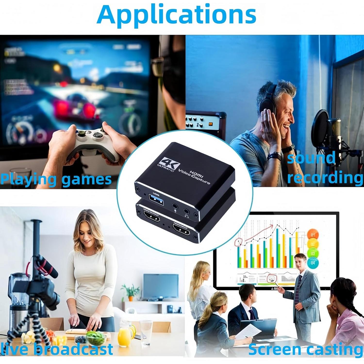 Tarjeta de Captura HDMI 4K QIMIAOUS 1080p 60fps USB 3.0