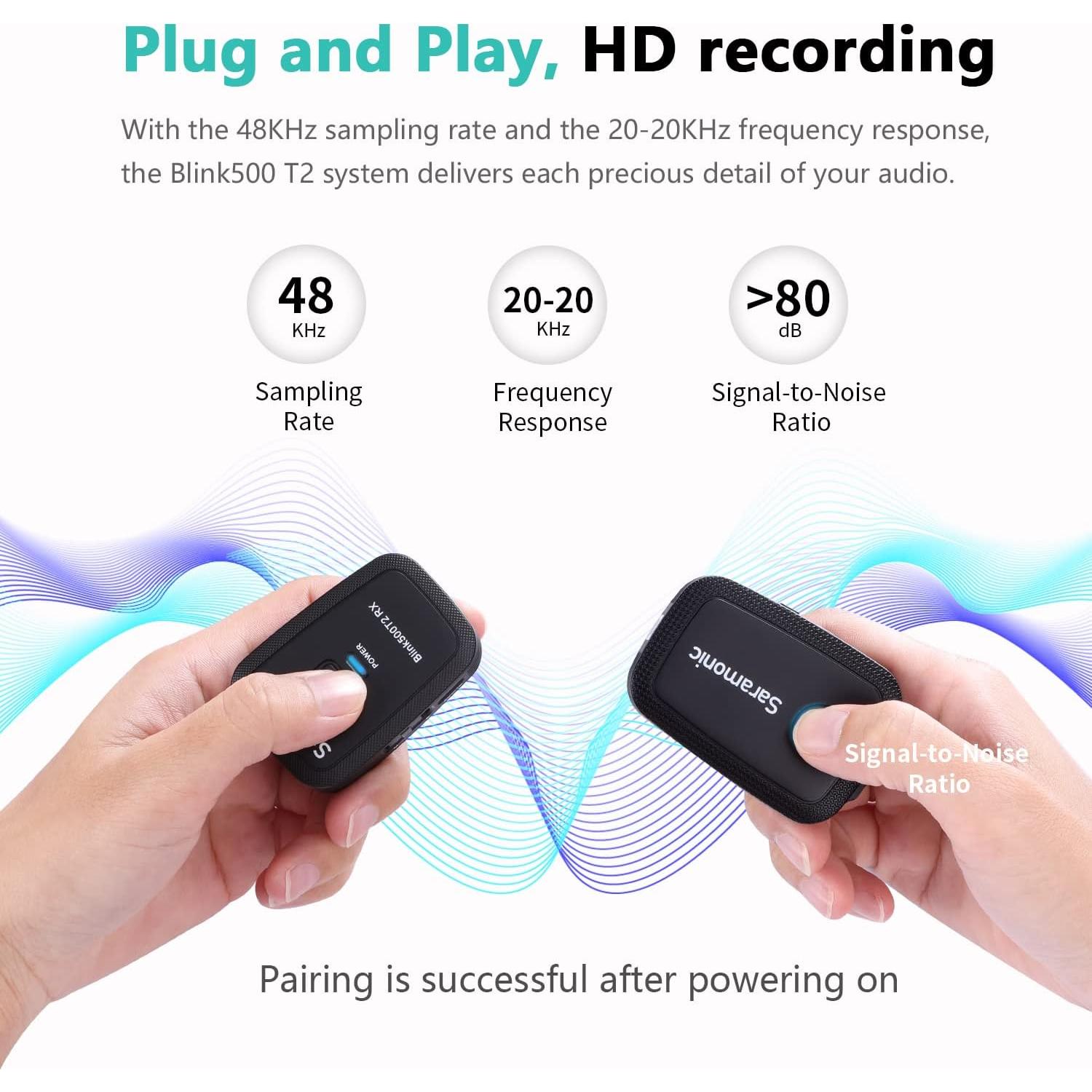 Micrófono Lavalier Inalámbrico Saramonic Blink500 T2 100m