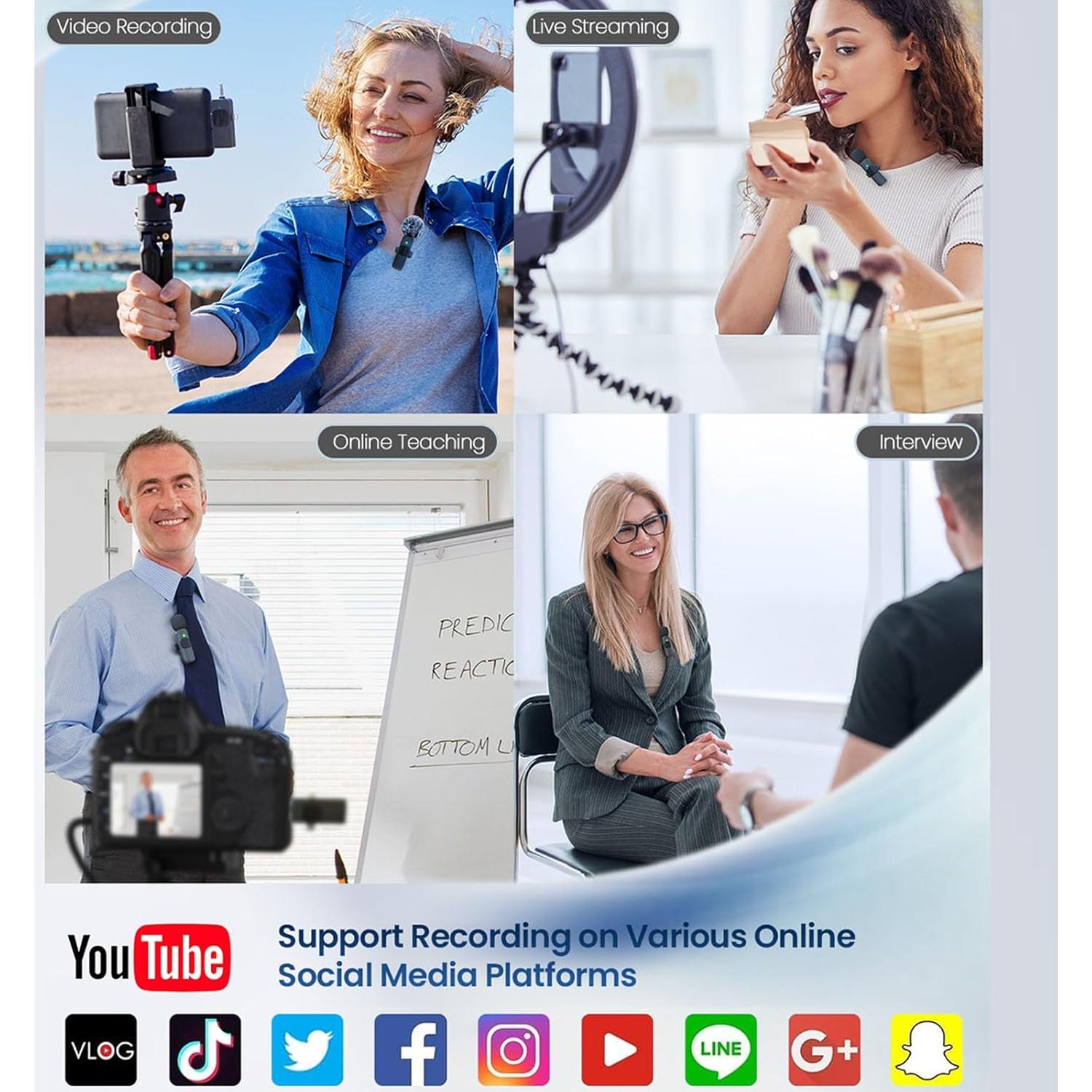 Micrófono Lavalier Inalámbrico EVXVE Mini 4 en 1 USB-C