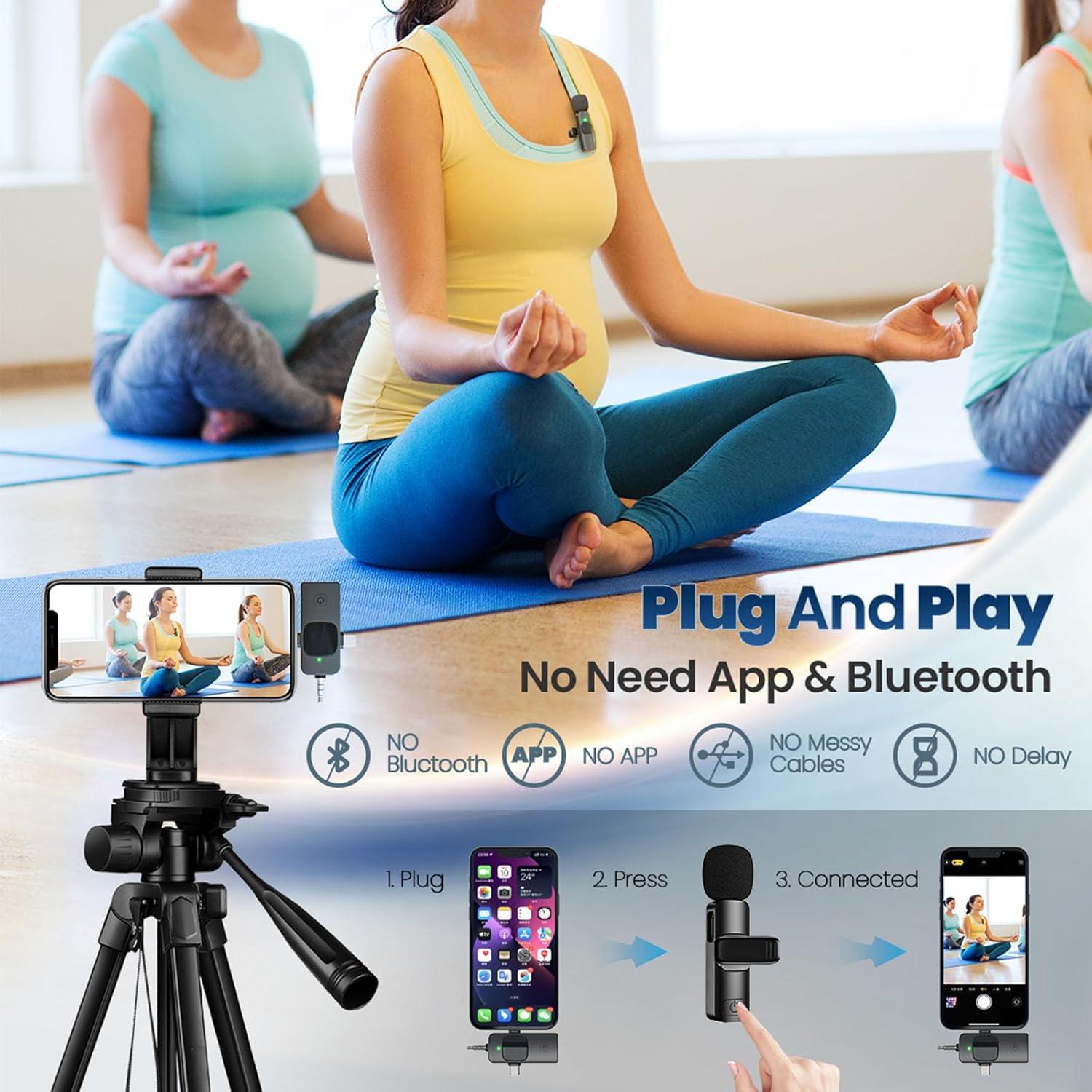 Micrófono Lavalier Inalámbrico EVXVE Mini 4 en 1 USB-C