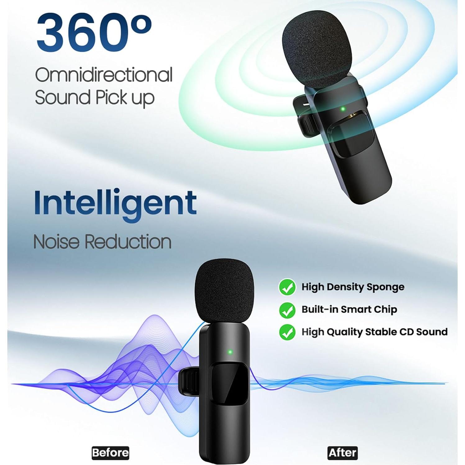 Micrófono Lavalier Inalámbrico EVXVE Mini 4 en 1 USB-C