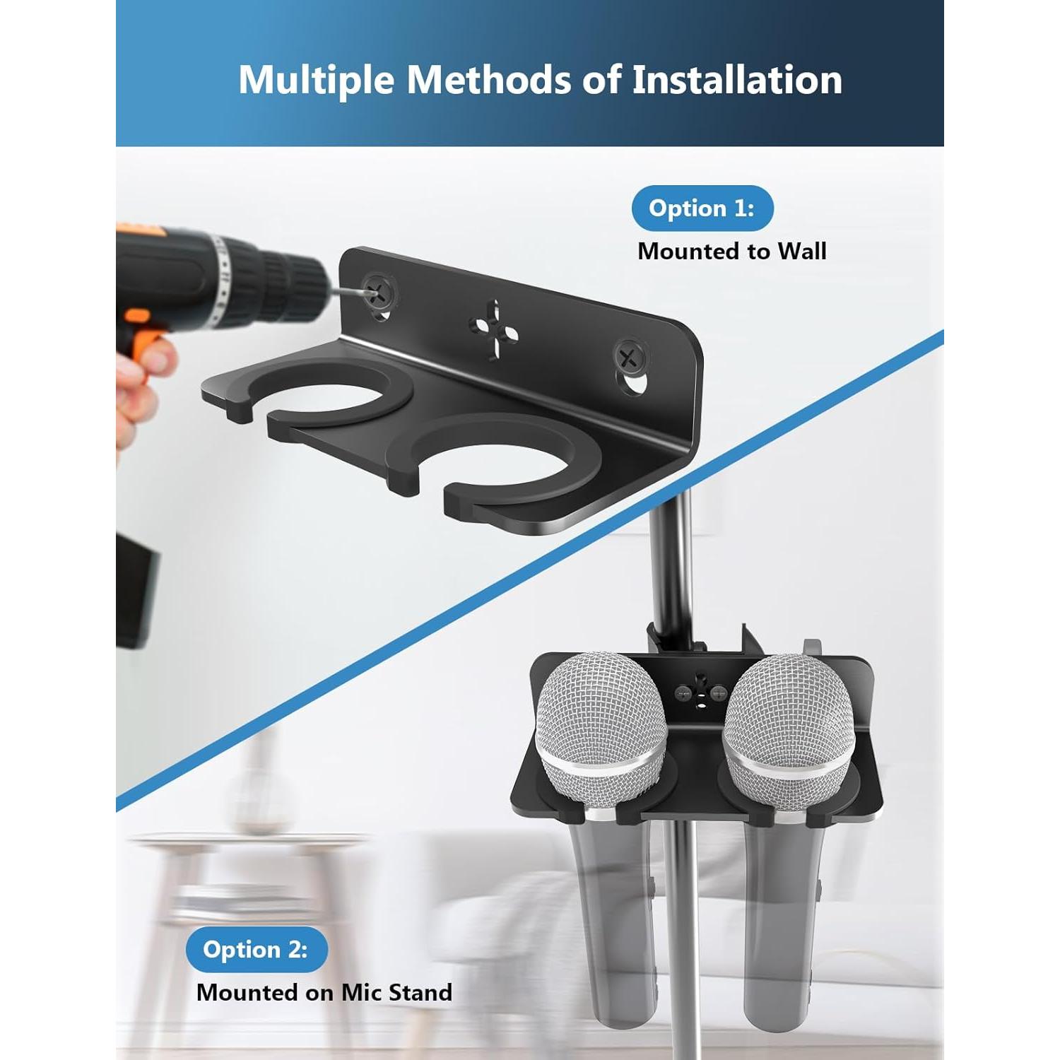 Soporte Doble para Micrófono de Aluminio - Universal hasta 2 Micrófonos