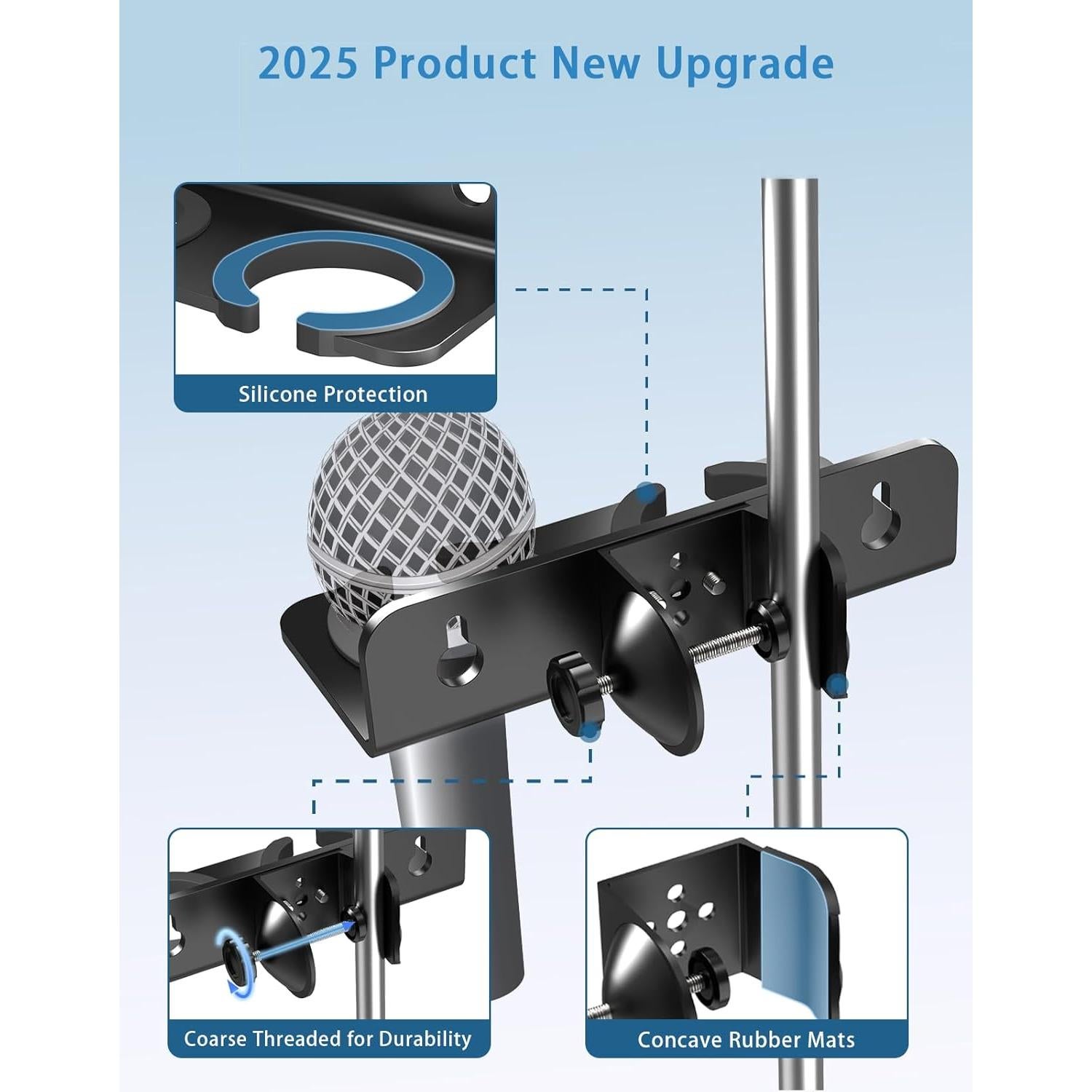 Soporte Doble para Micrófono de Aluminio - Universal hasta 2 Micrófonos