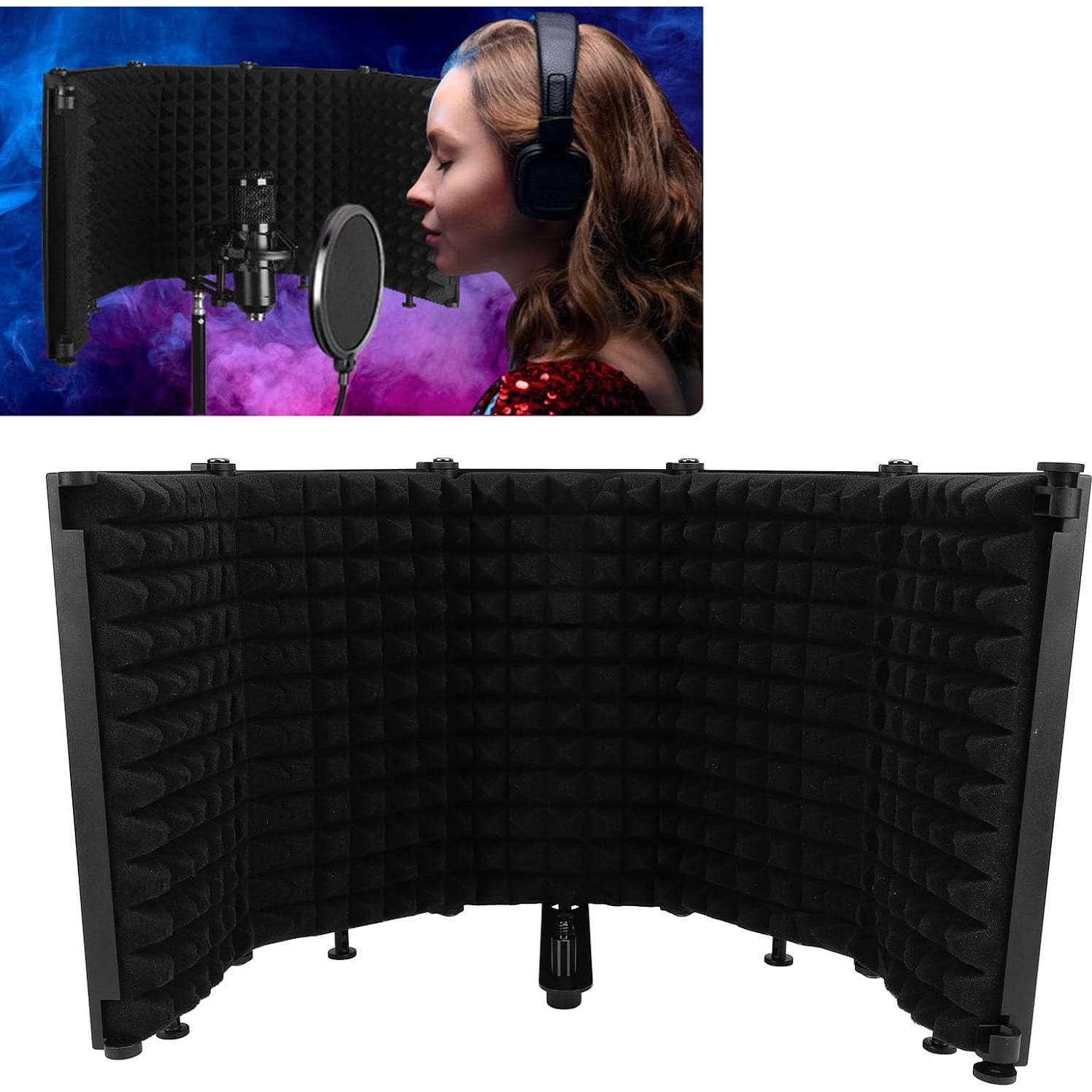 Aislamiento de Micrófono Plegable Alomejor con Soporte y Filtro