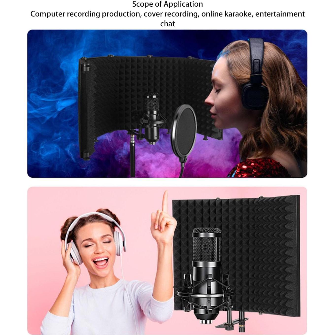 Aislamiento de Micrófono Plegable Alomejor con Soporte y Filtro