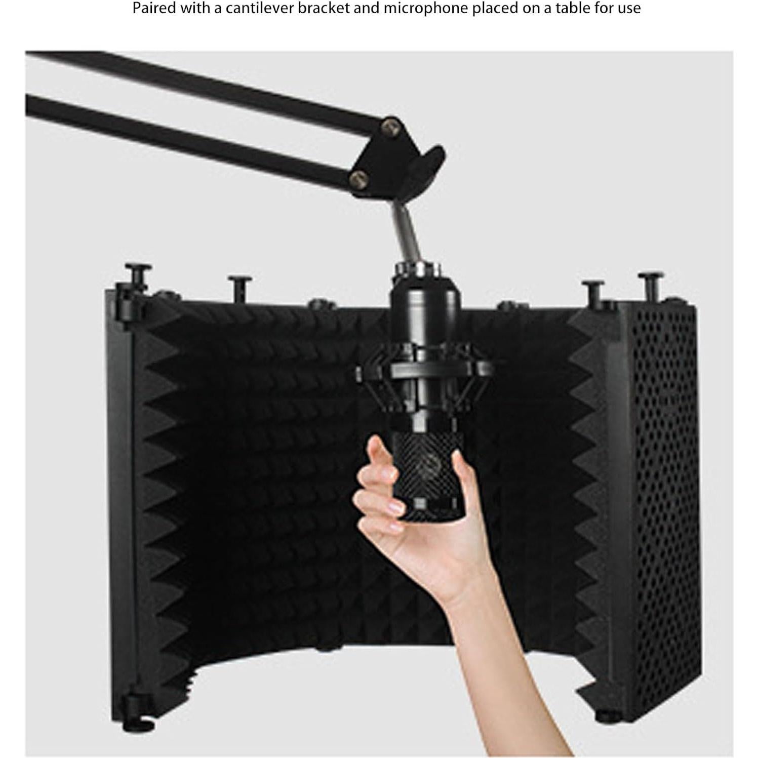 Aislamiento de Micrófono Plegable Alomejor con Soporte y Filtro